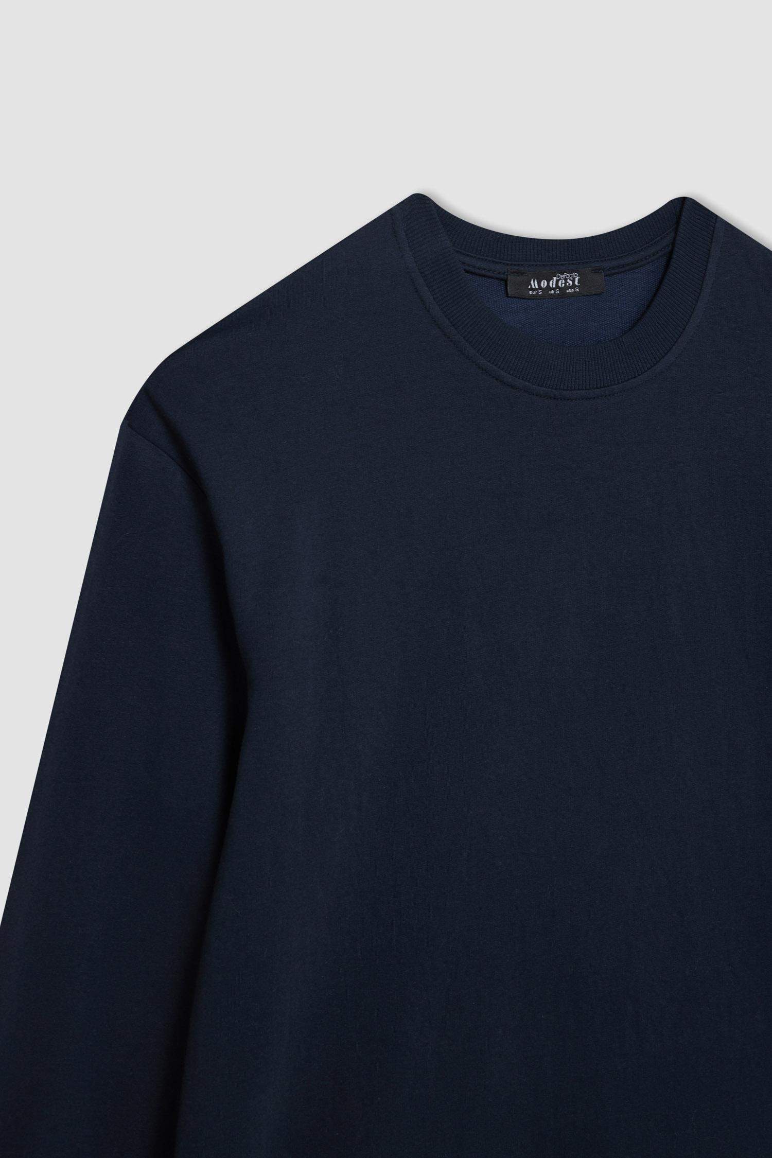 Regular Fit Crew Neck Sweatshirt Tunic