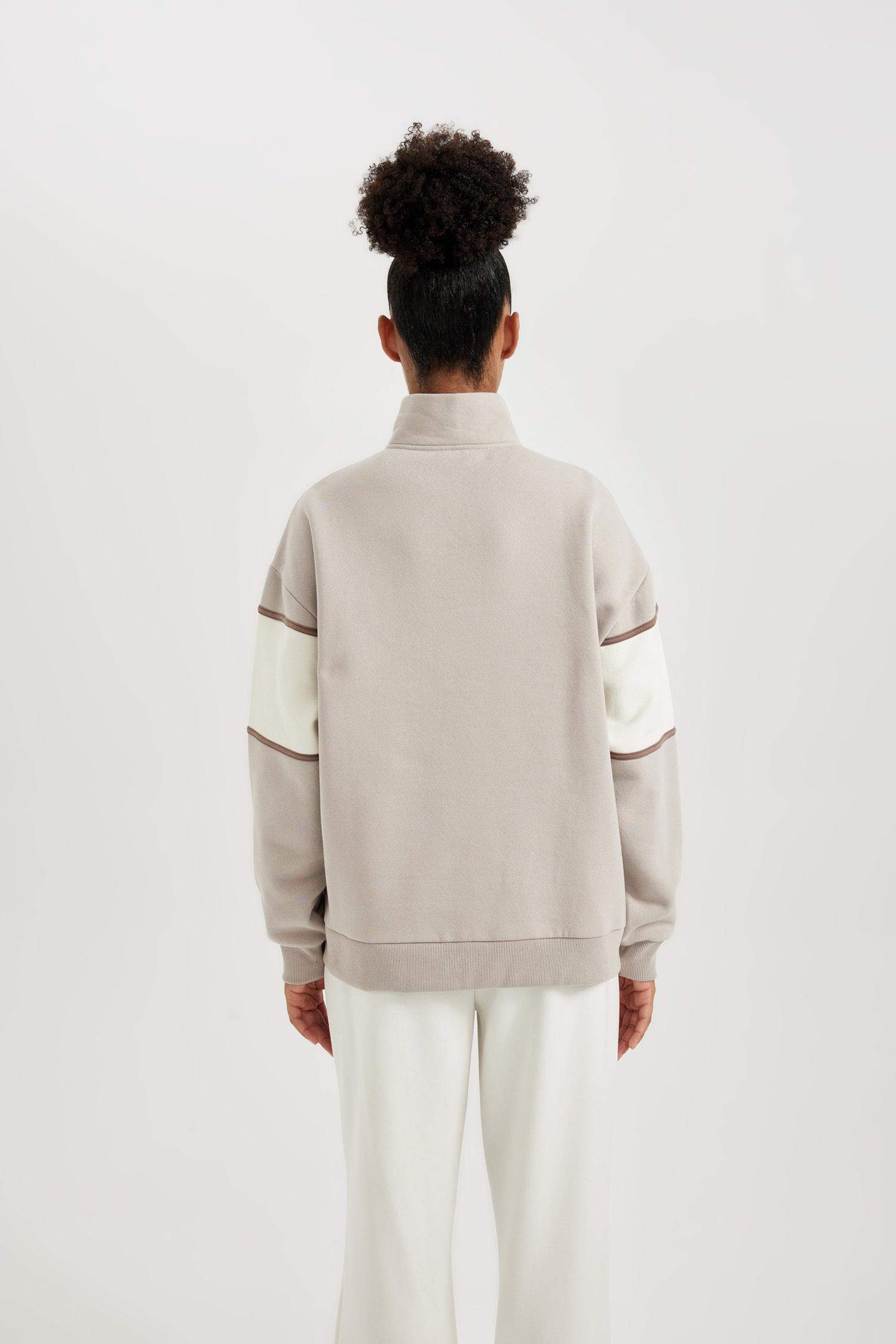 DeFactoFit Oversize Geniş Kalıp Yarım Fermuarlı Kalın Sweatshirt