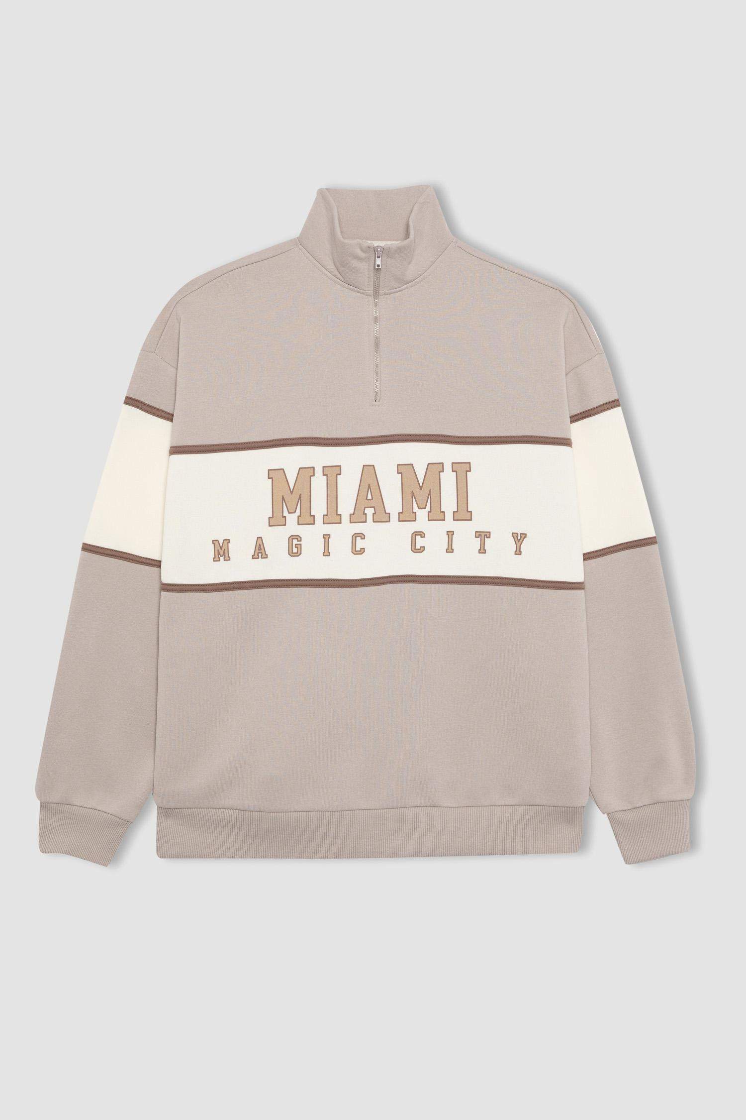 DeFactoFit Oversize Geniş Kalıp Yarım Fermuarlı Kalın Sweatshirt