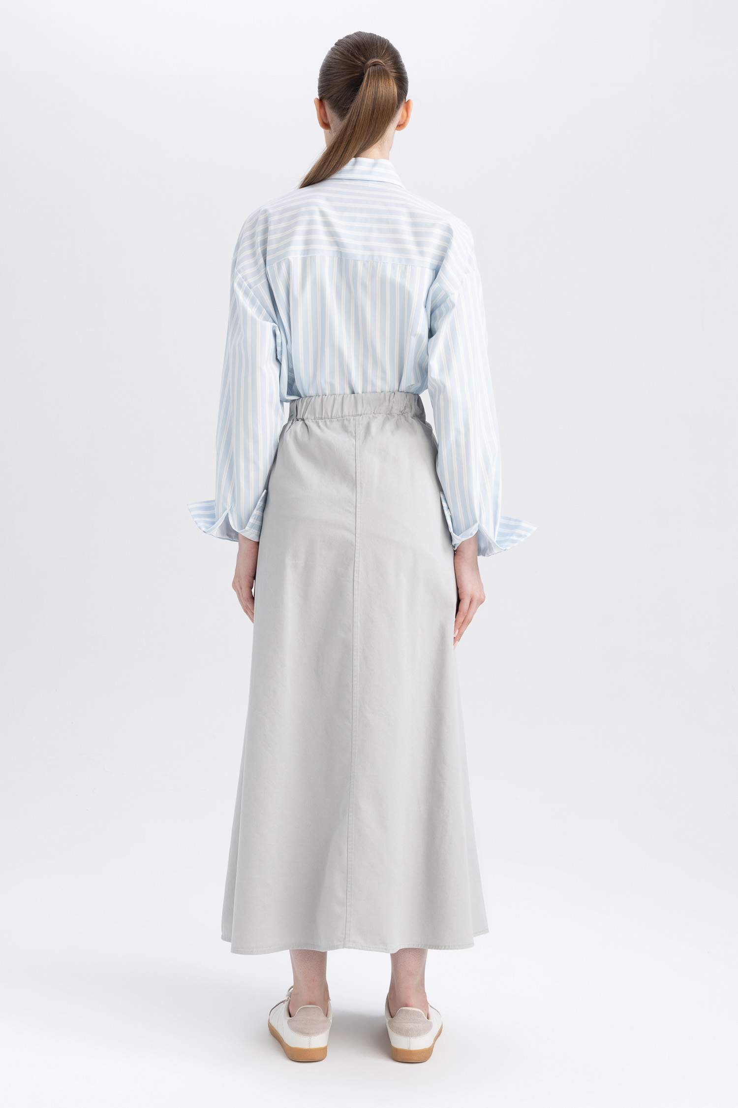 A Cut Gabardine Maxi Skirt