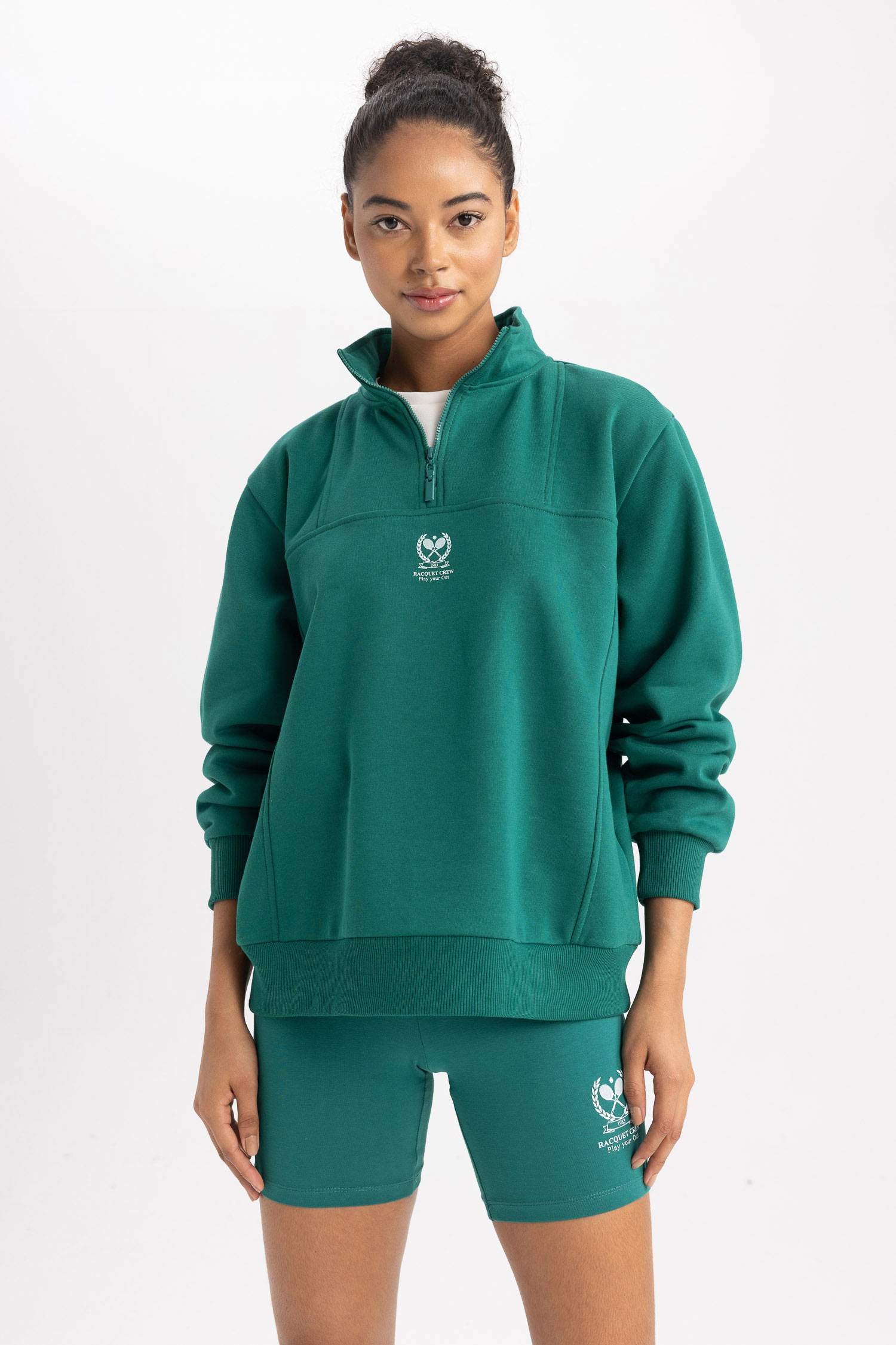 Світшот оверсайз з коміром стійкою з товстої тканини для жінок