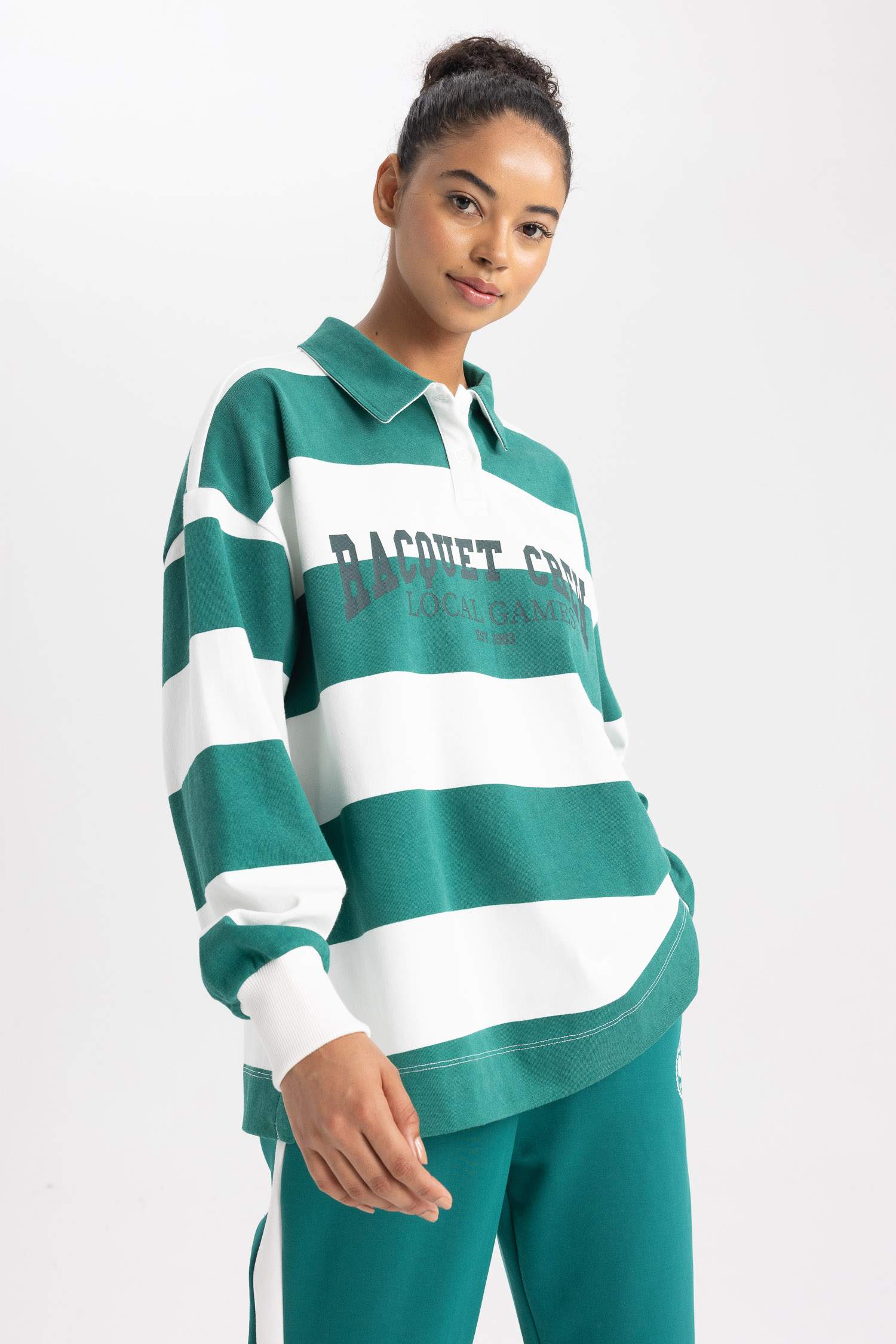 DeFactoFit Oversize Fit Polo Neck Sports Sweatshirt