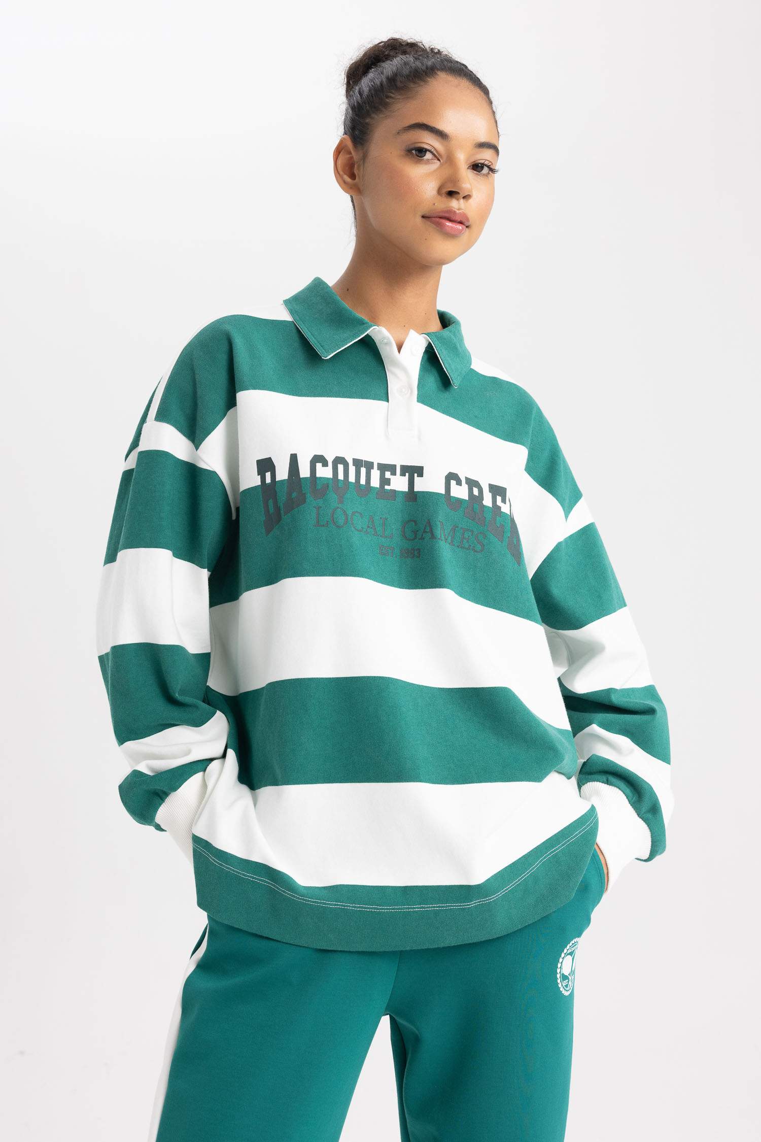 DeFactoFit Oversize Fit Polo Neck Sports Sweatshirt