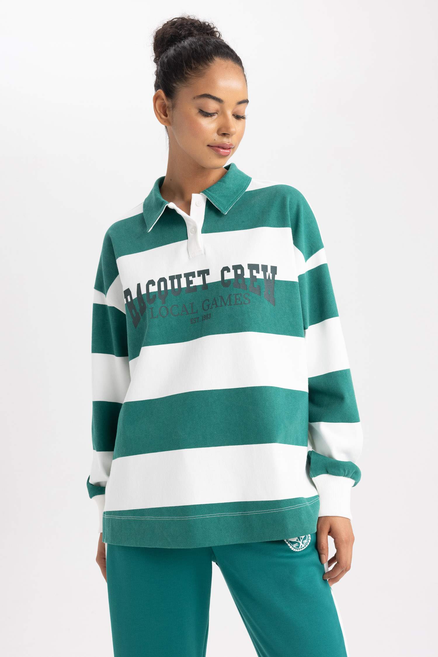 DeFactoFit Oversize Fit Polo Neck Sports Sweatshirt