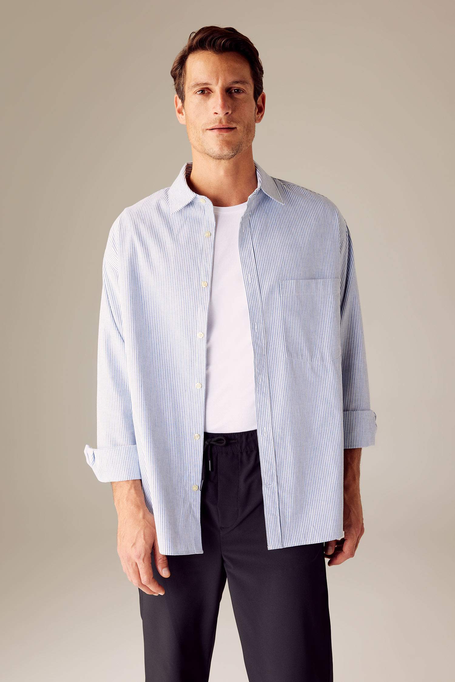 Chemise en coton à manches longues Coupe décontractée