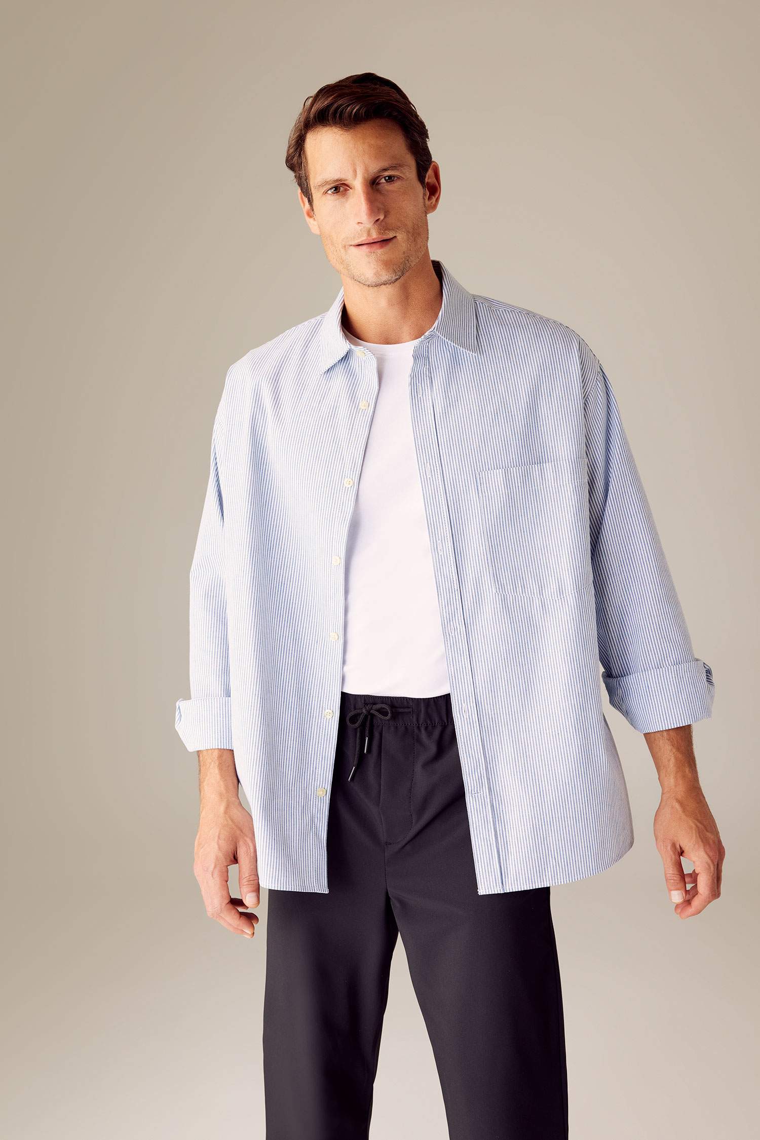 Chemise en coton à manches longues Coupe décontractée