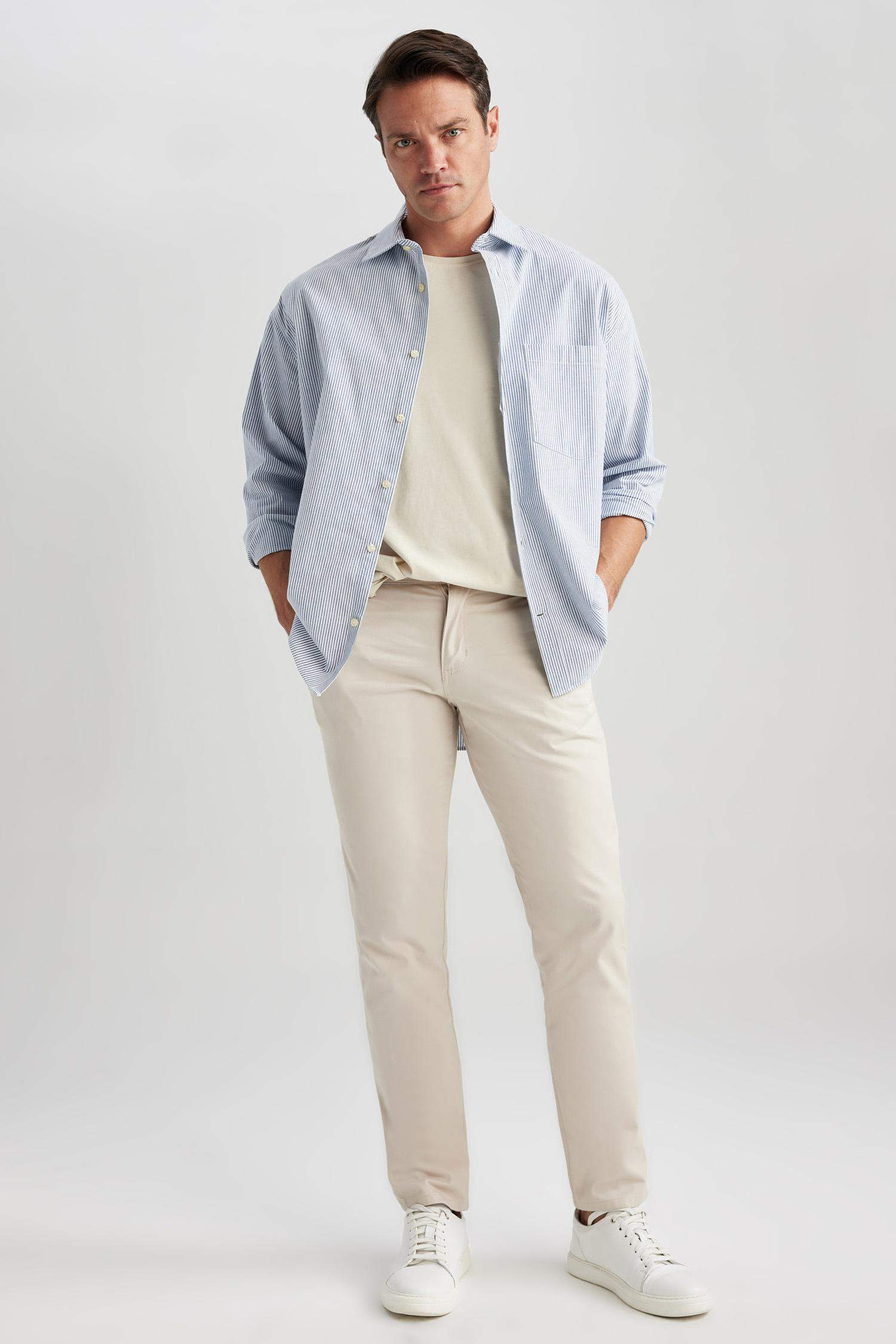 Chemise en coton à manches longues Coupe décontractée