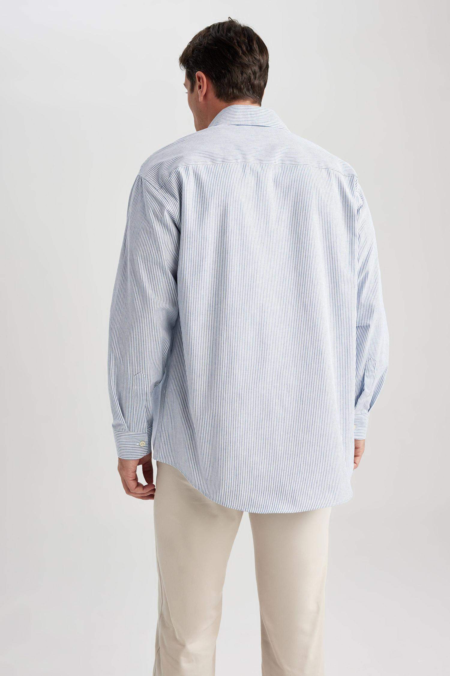 Chemise en coton à manches longues Coupe décontractée