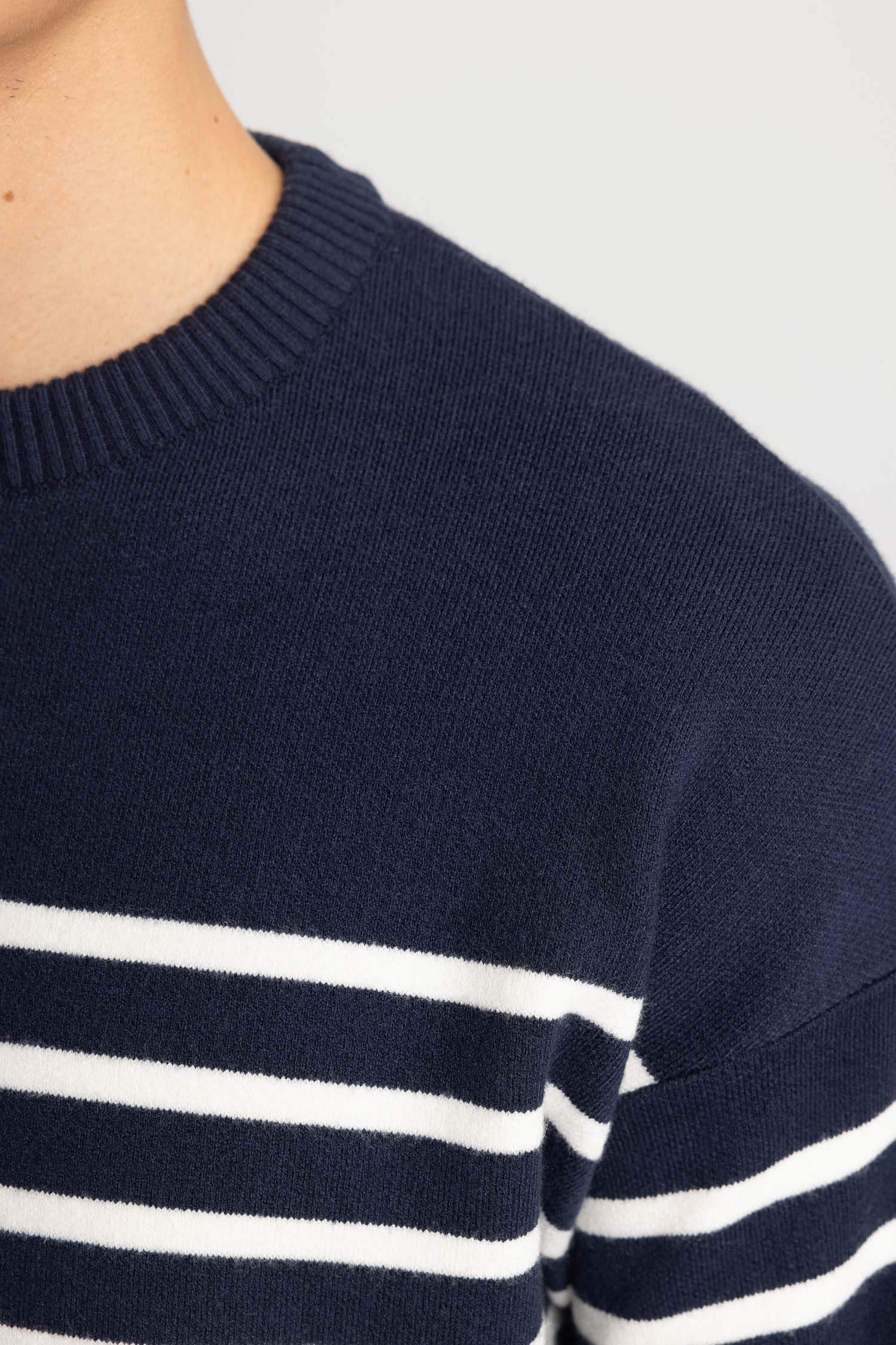 Relax Fit Crew Neck Striped Pullover