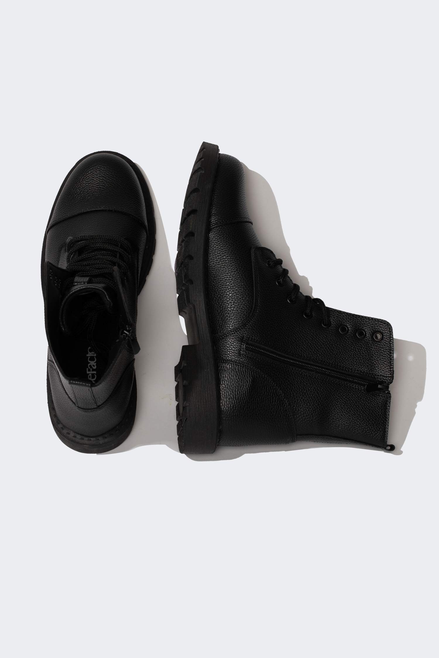 Man Lace-Up and Zippered Faux Leather Boots