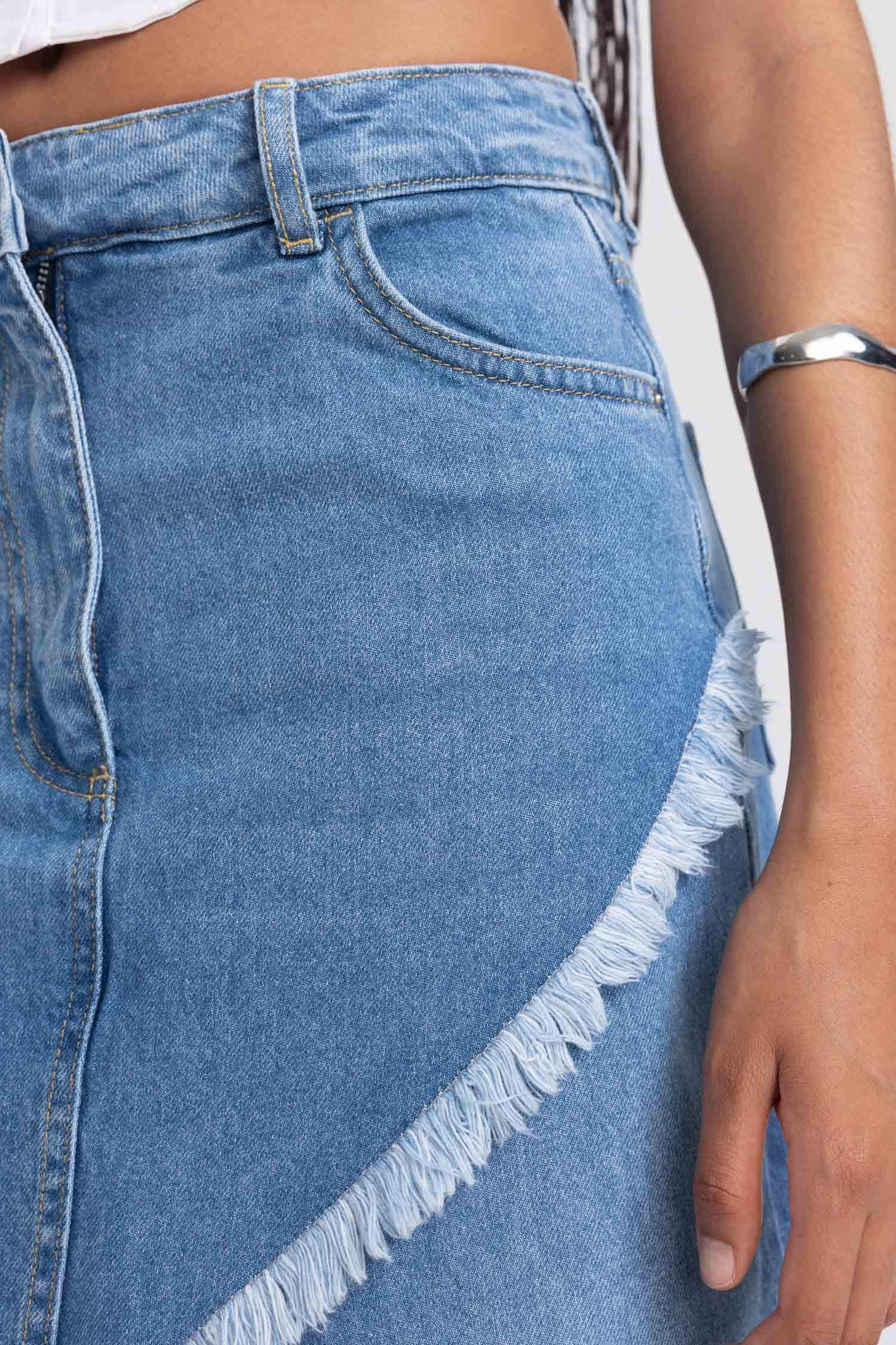 Long Fit Denim Skirt