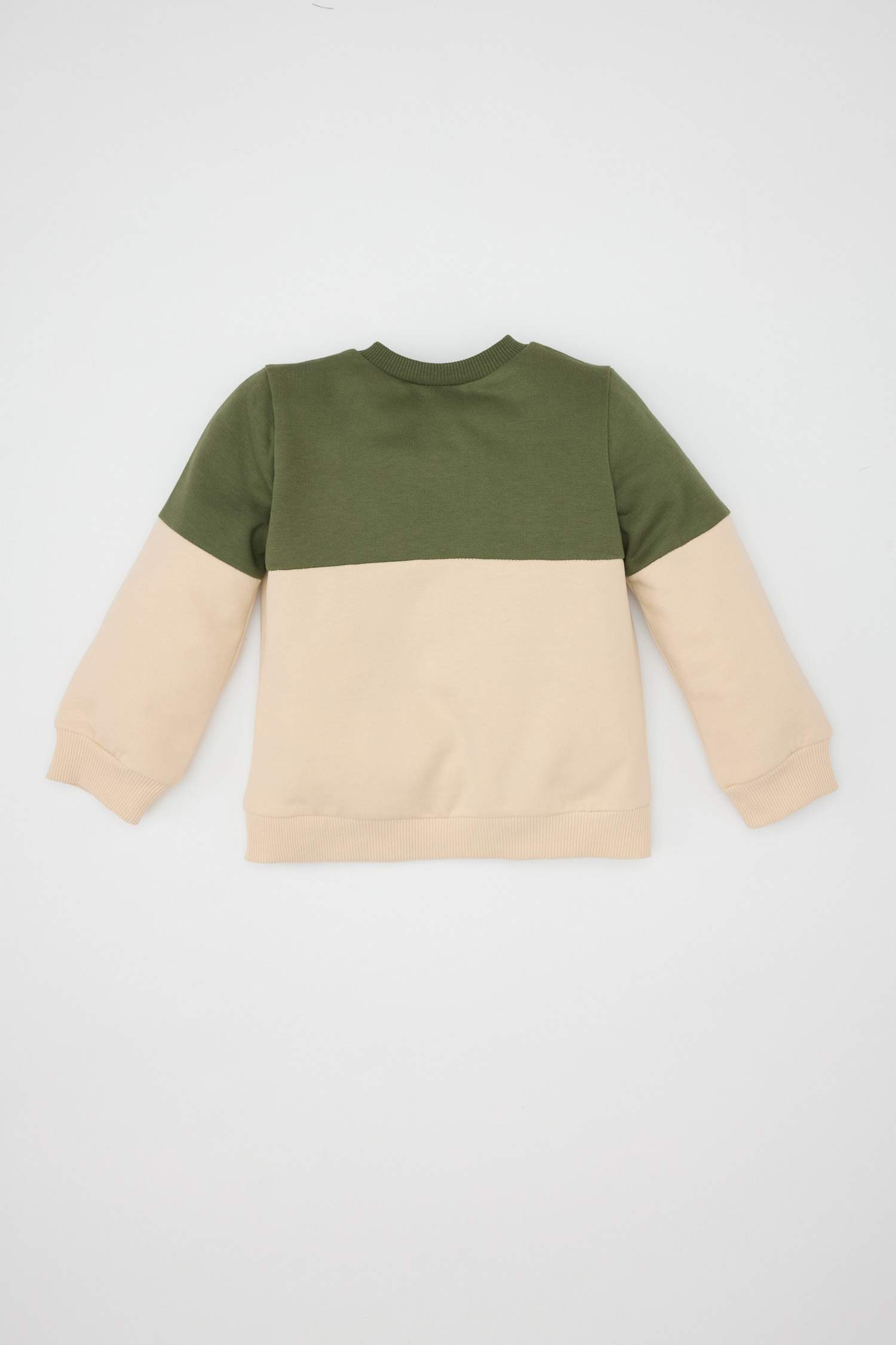 Baby Boy Crew Neck Color Block Soft Furry Inside Sweatshirt