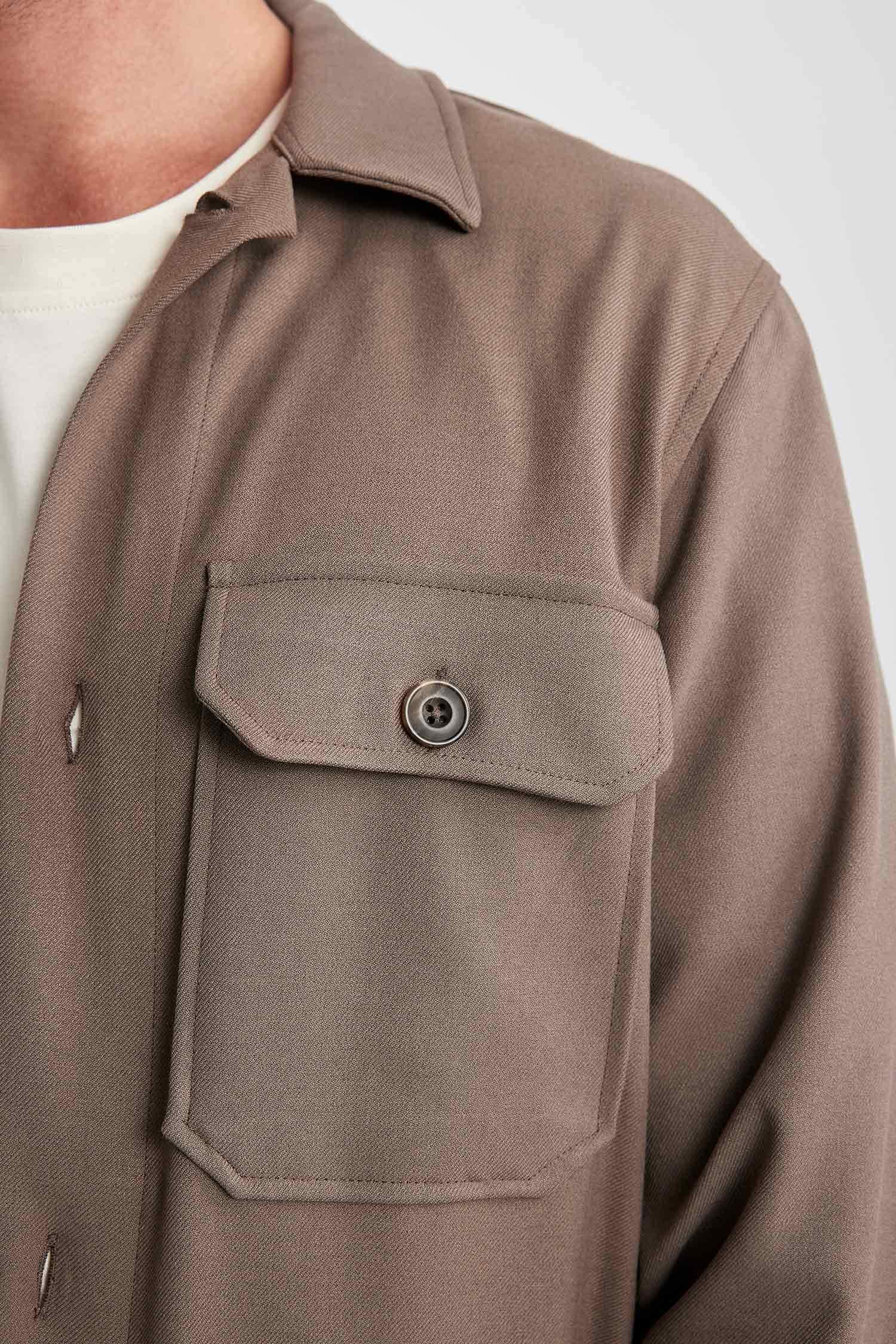 Regular Fit Polo Neck Long Sleeve Shirt Jacket