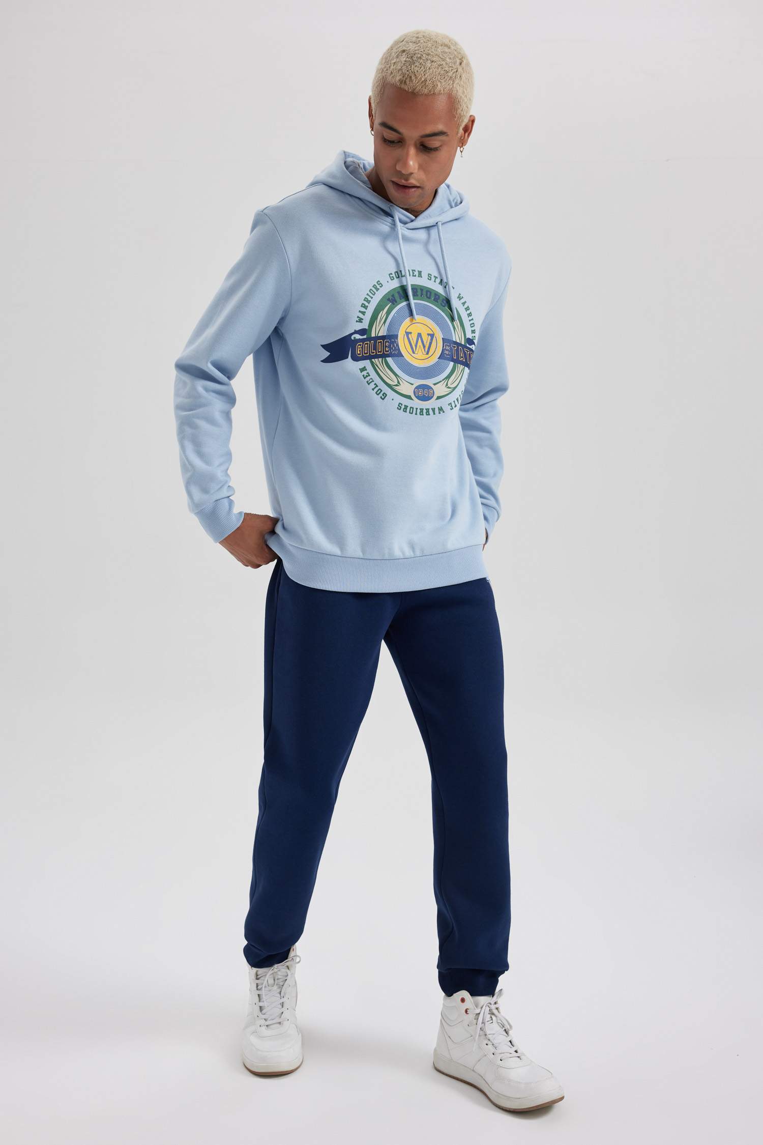 DeFactoFit NBA Golden State Warriors Standard Fit Hooded Sweatshirt