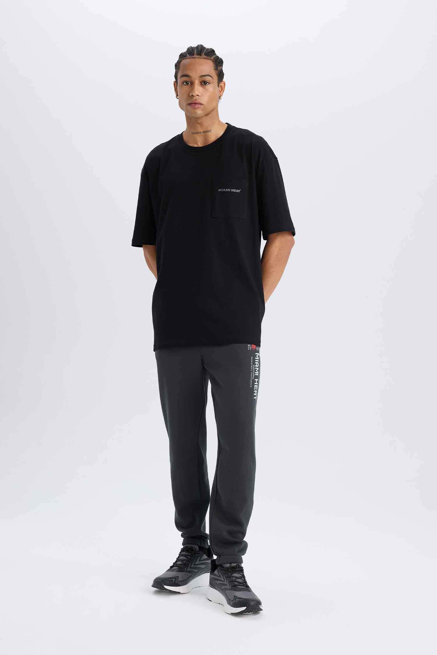 DeFactoFit NBA Miami Heat Kalın Jogger Eşofman Altı Standart Fit Beli Bağcıklı Cepli 