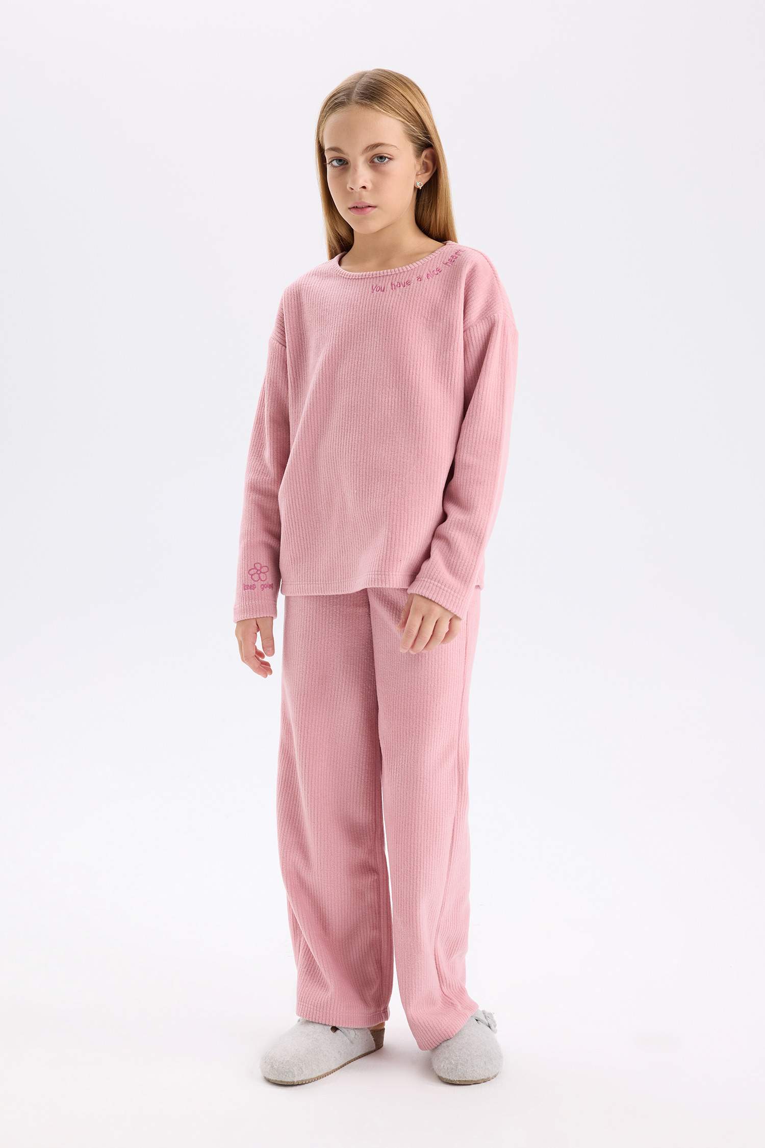 Ensemble Pyjama en peluche, Top à manches longues et Bas large pour Fille