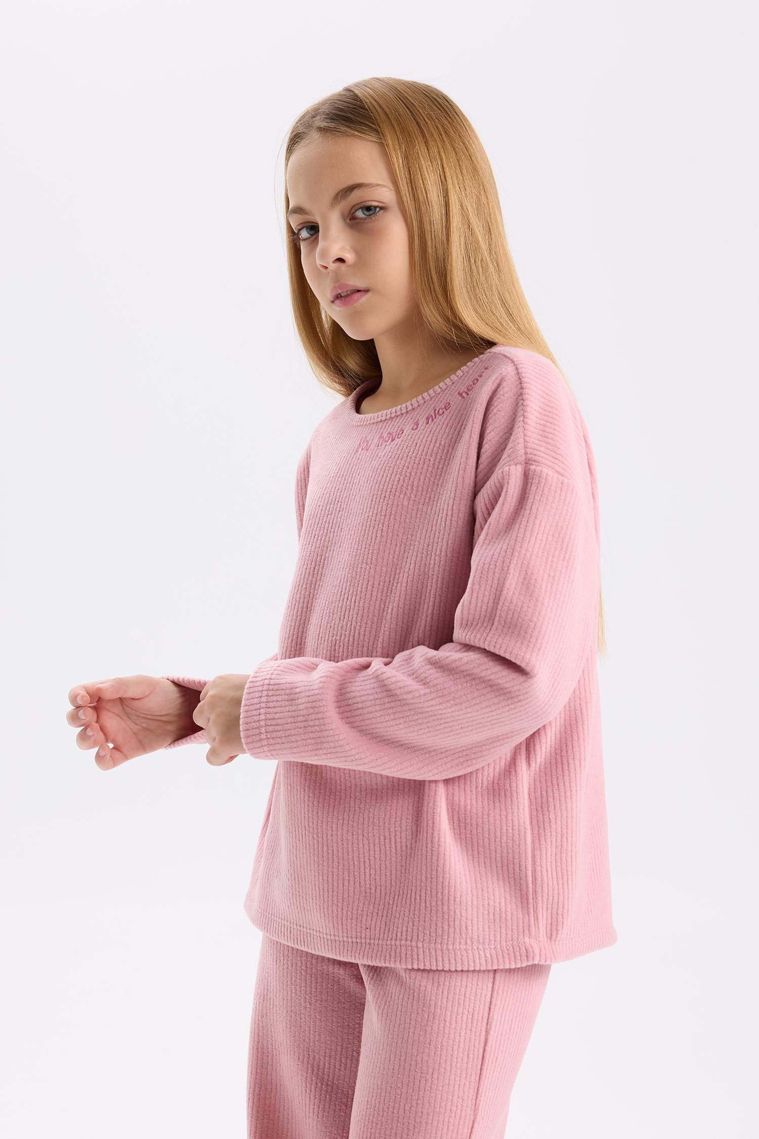 Ensemble Pyjama en peluche, Top à manches longues et Bas large pour Fille