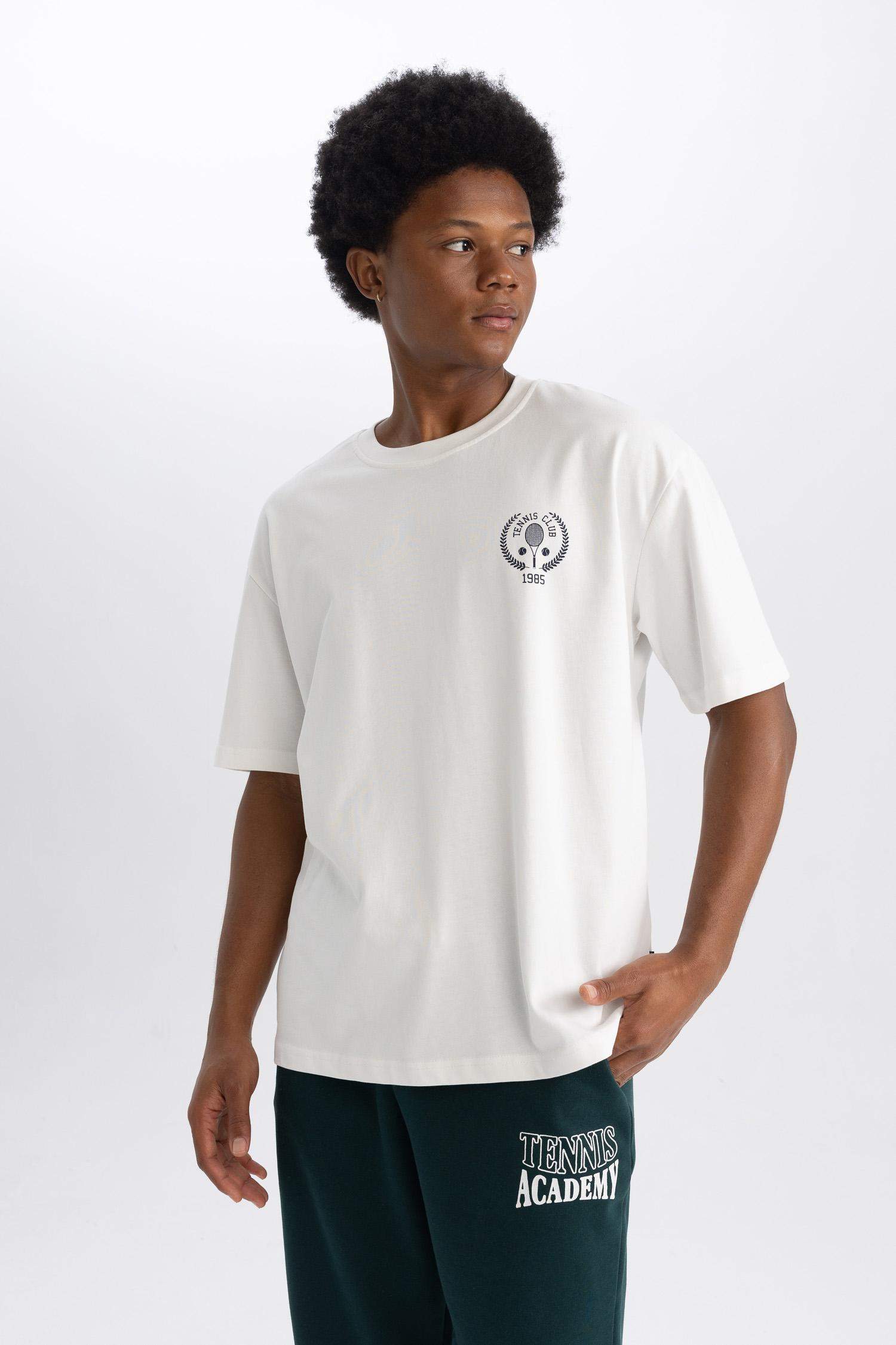 تيشيرت اوفر سايز بطبعة شعار من DeFactoFit