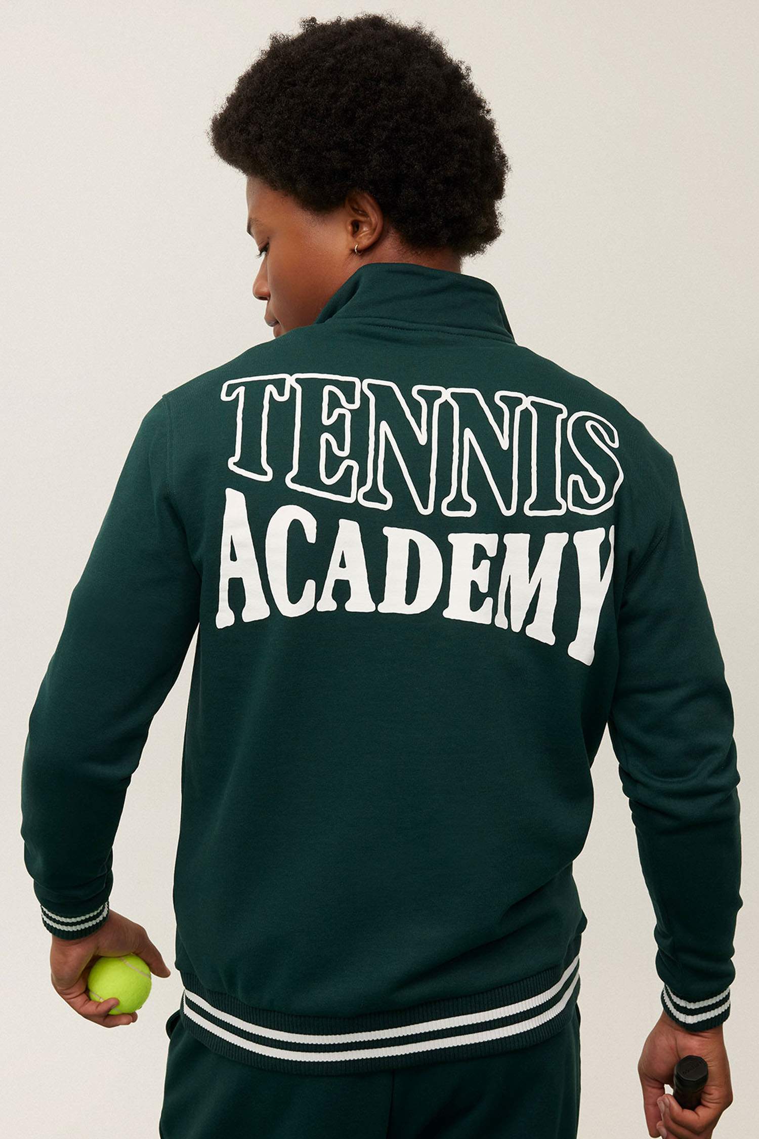 Standart Fit Dik Yaka Yarım Fermuarlı Baskılı Sporcu Sweatshirt