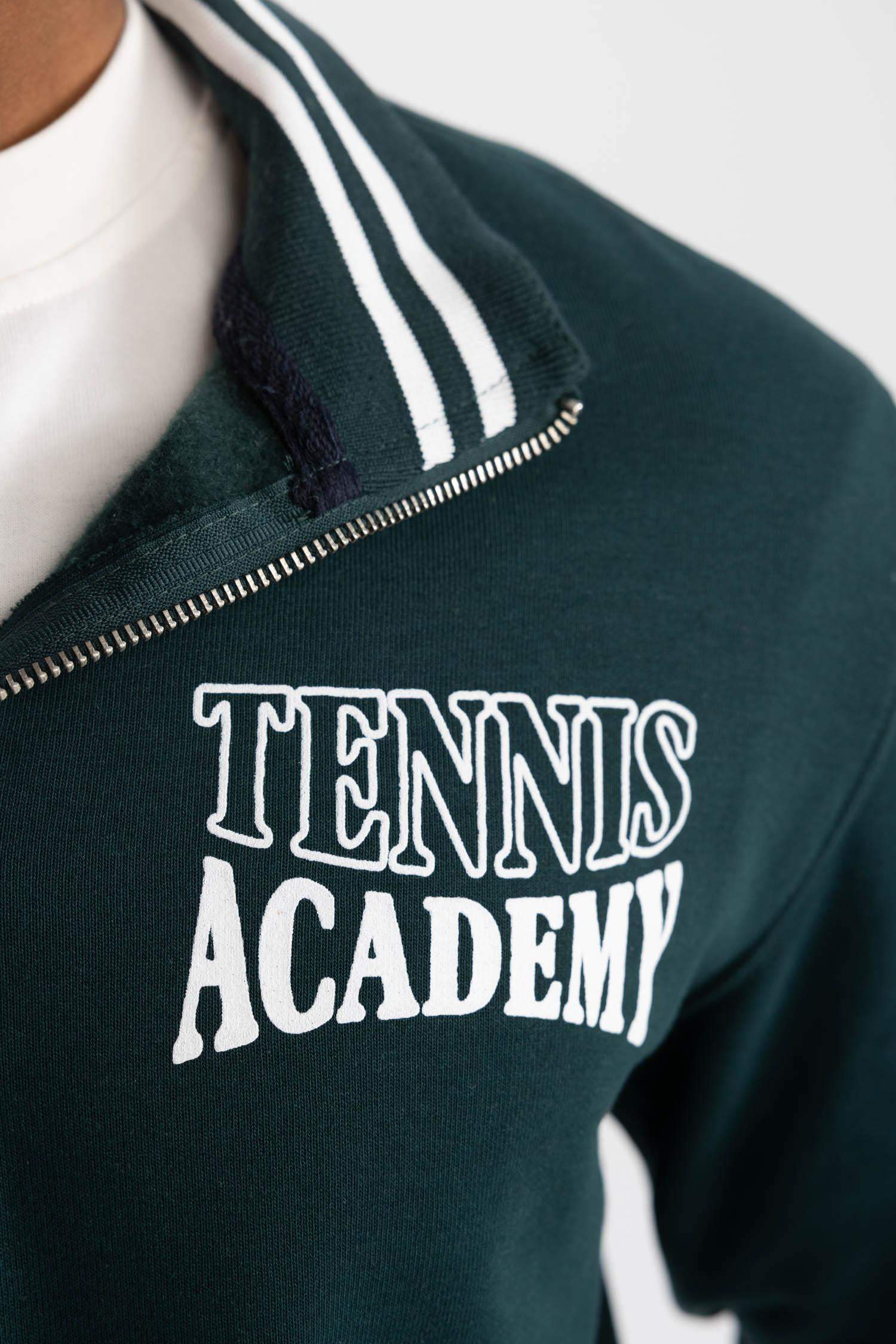 Standart Fit Dik Yaka Yarım Fermuarlı Baskılı Sporcu Sweatshirt