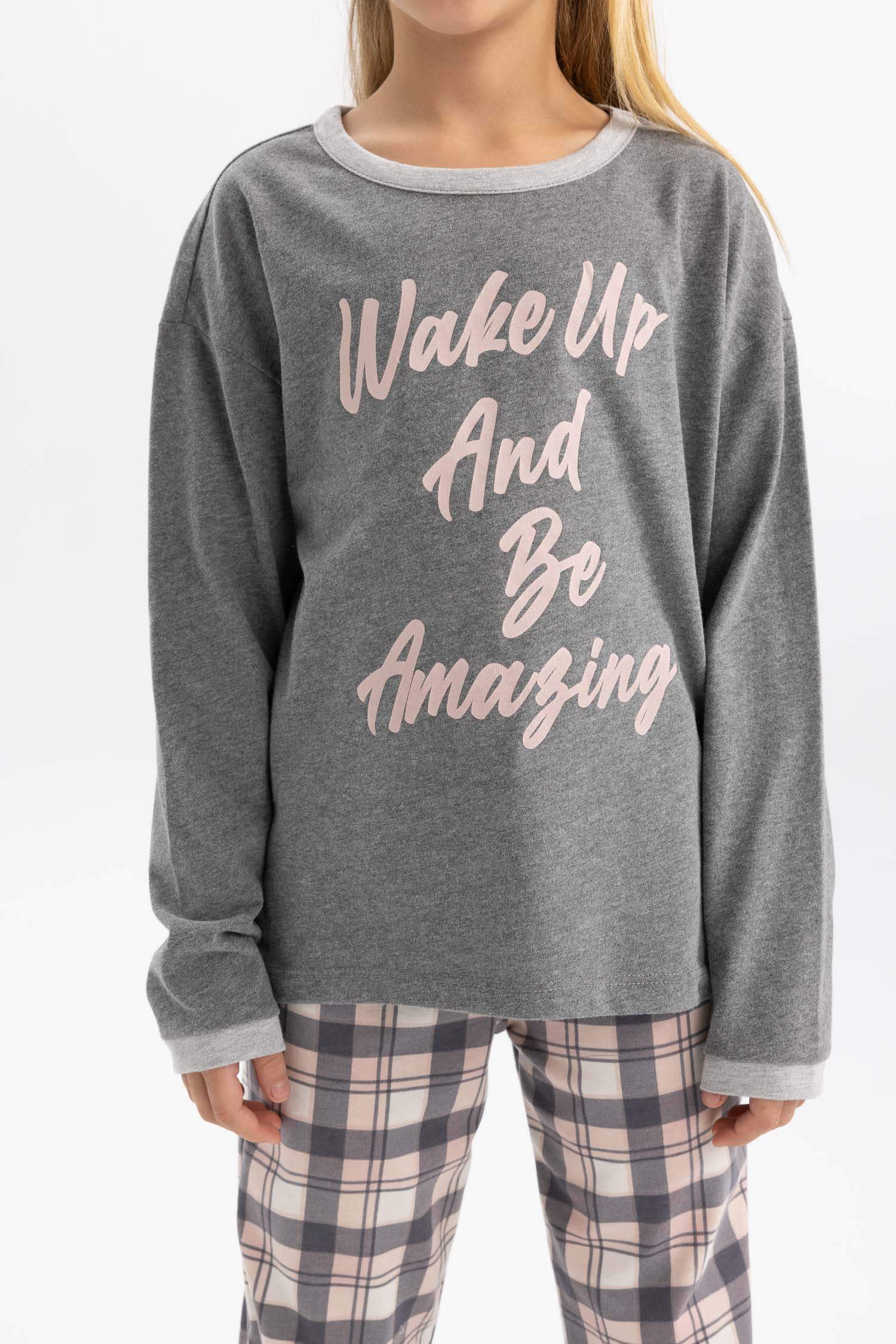 Pyjama Carreaux à Manches Longues Pour Fille