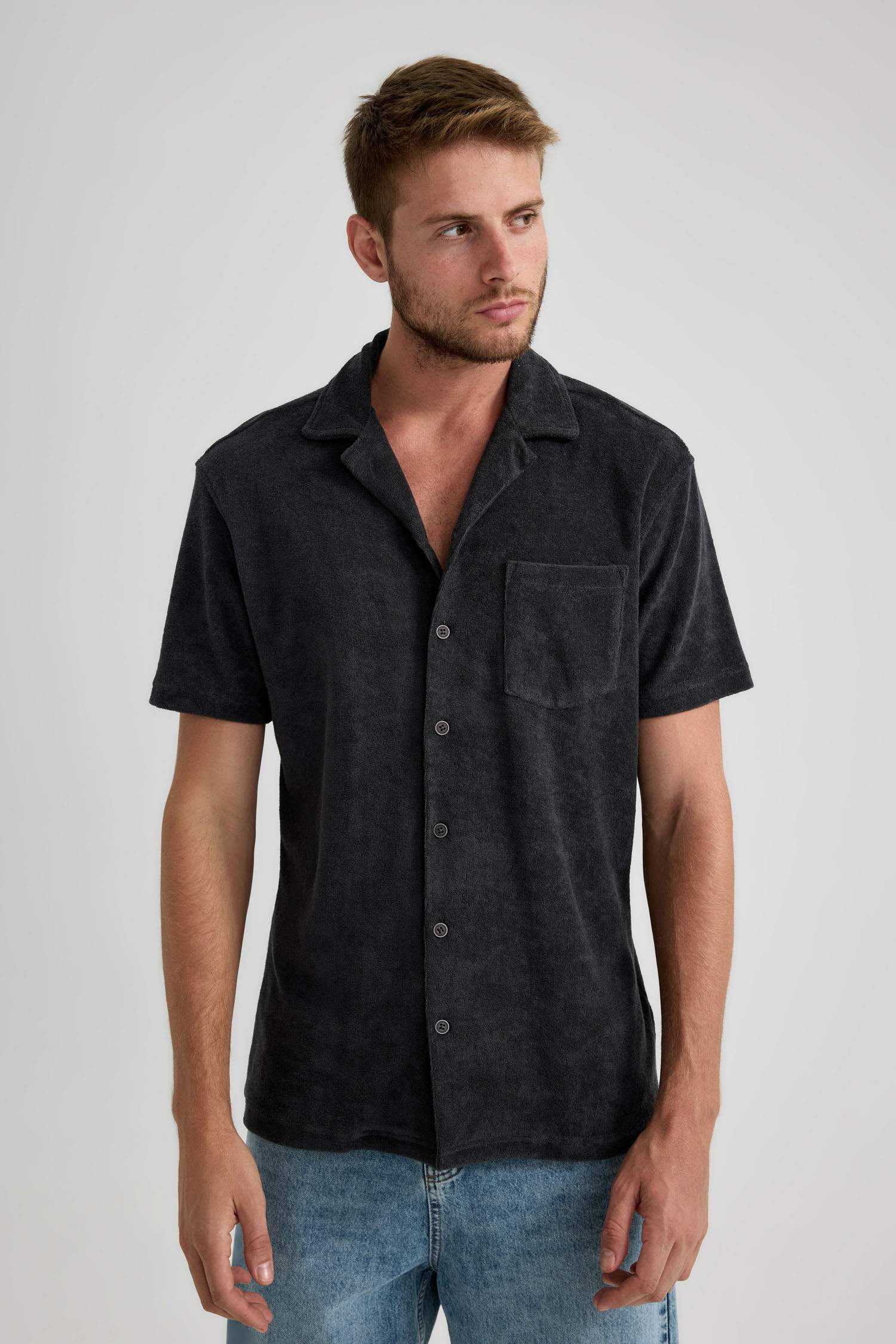 Modern Fit Apache Neck Short Sleeve Shirt