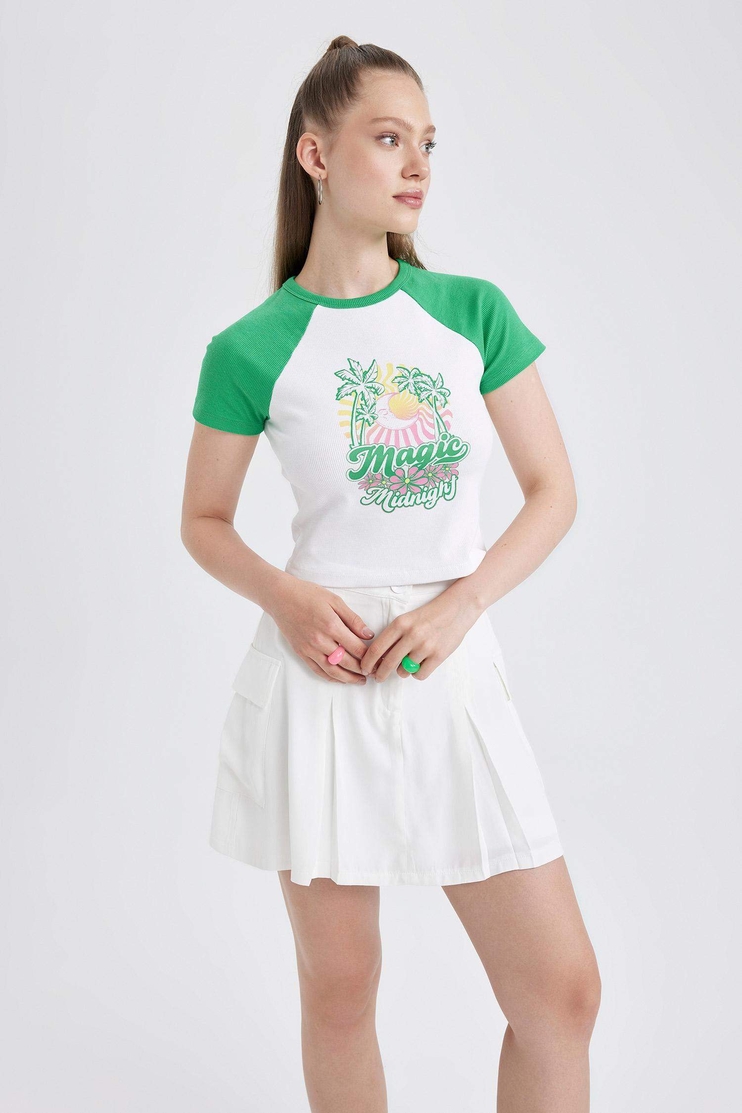 Coool Fitted Baskılı Fitilli Kaşkorse Kısa Kollu Tişört