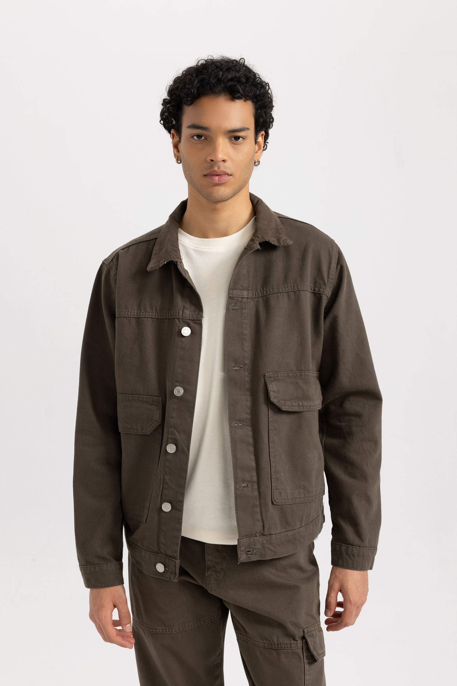 Khaki Man Slim Fit Sustainable Agriculture Jacket 2856119 | DeFacto