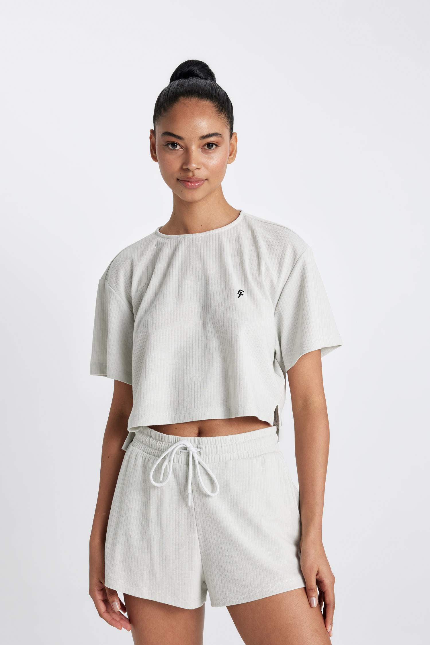 DeFactoFit Standard Fit Straight Leg Ribbed Shorts