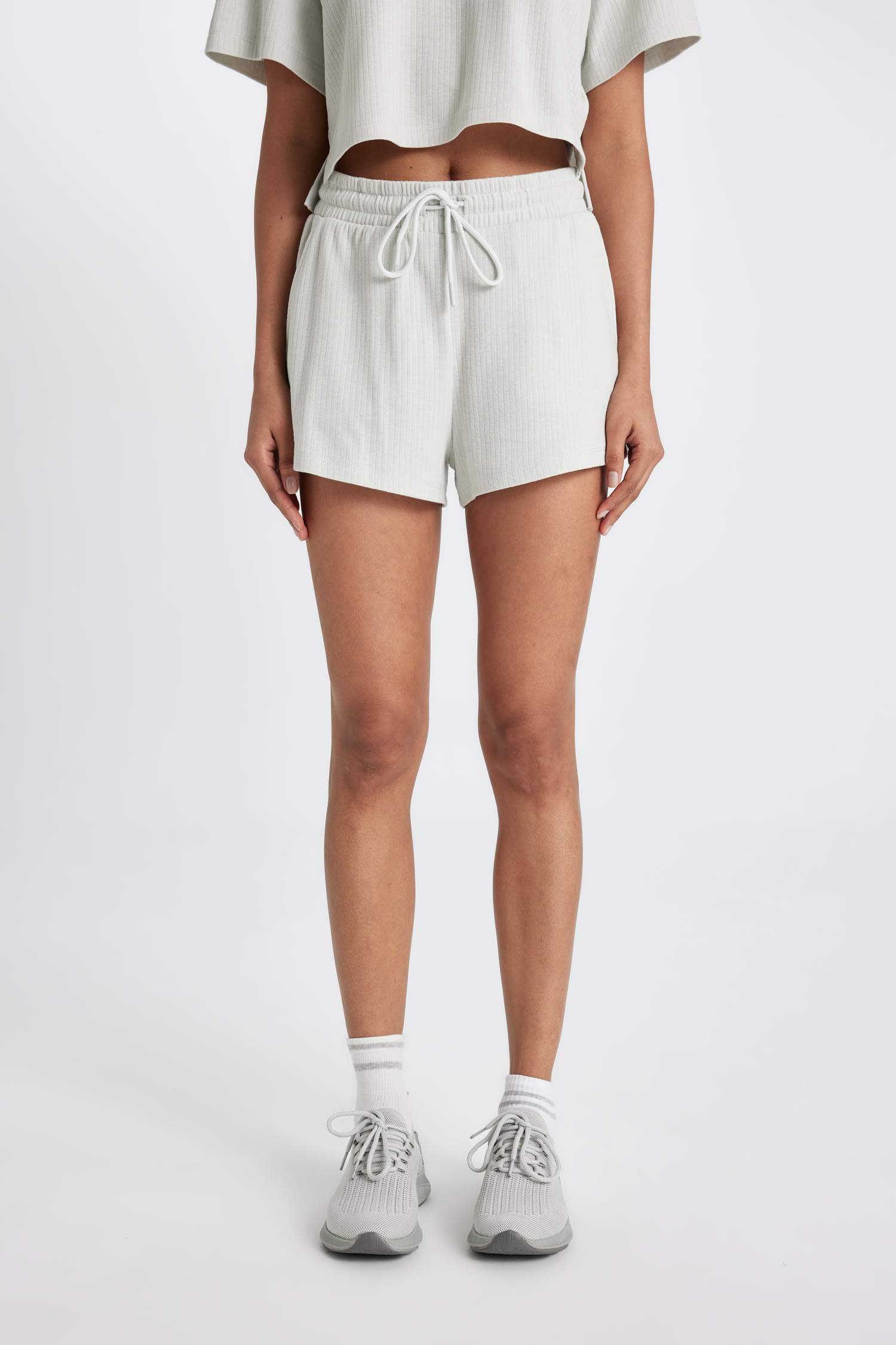 DeFactoFit Standard Fit Straight Leg Ribbed Shorts