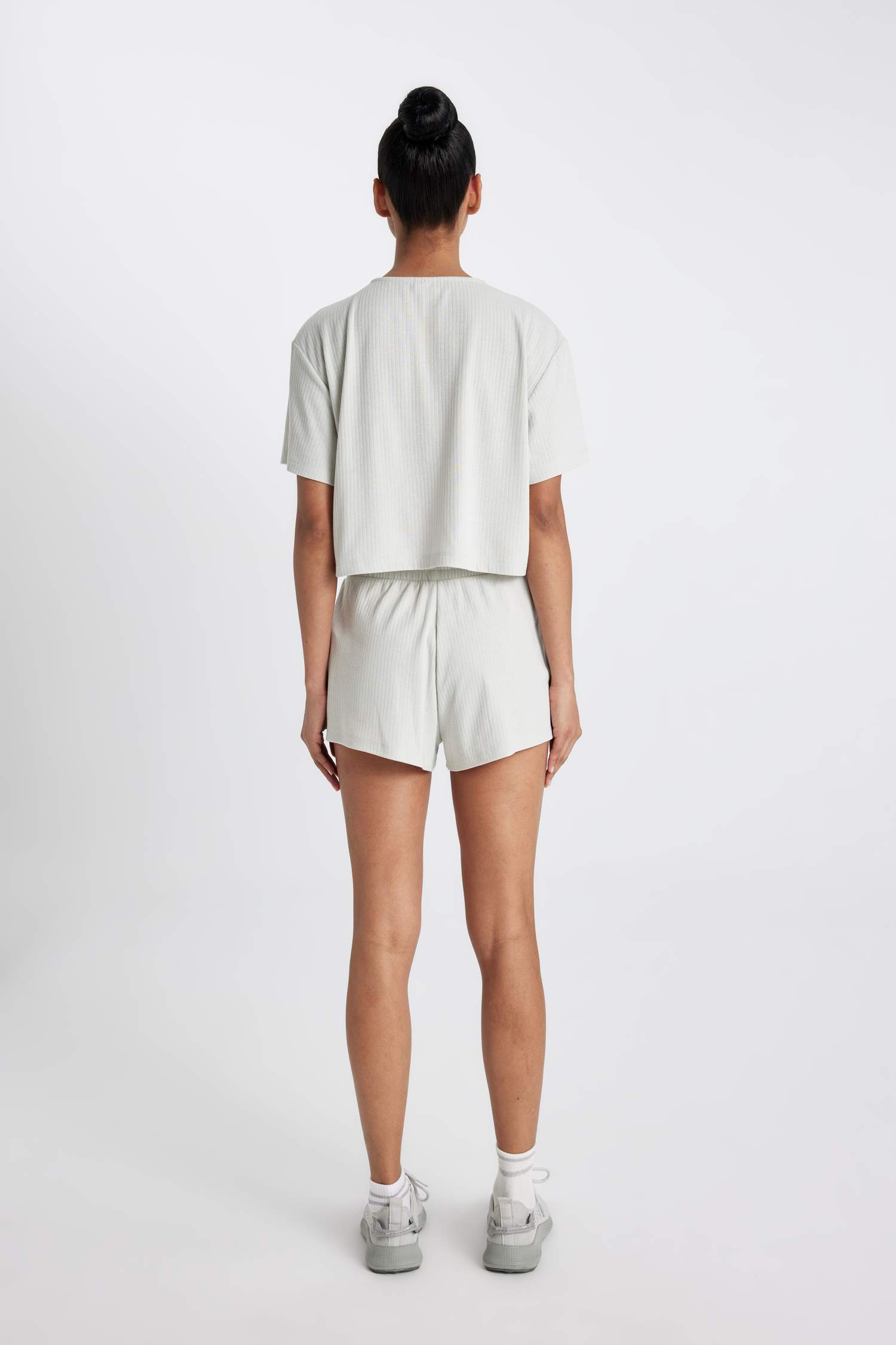 DeFactoFit Standard Fit Straight Leg Ribbed Shorts