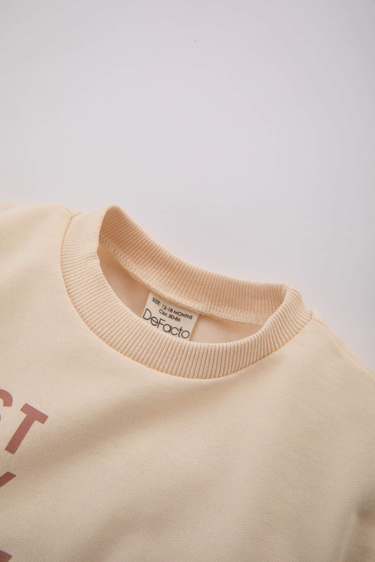 Kız Bebek Bisiklet Yaka Baskılı Sweatshirt