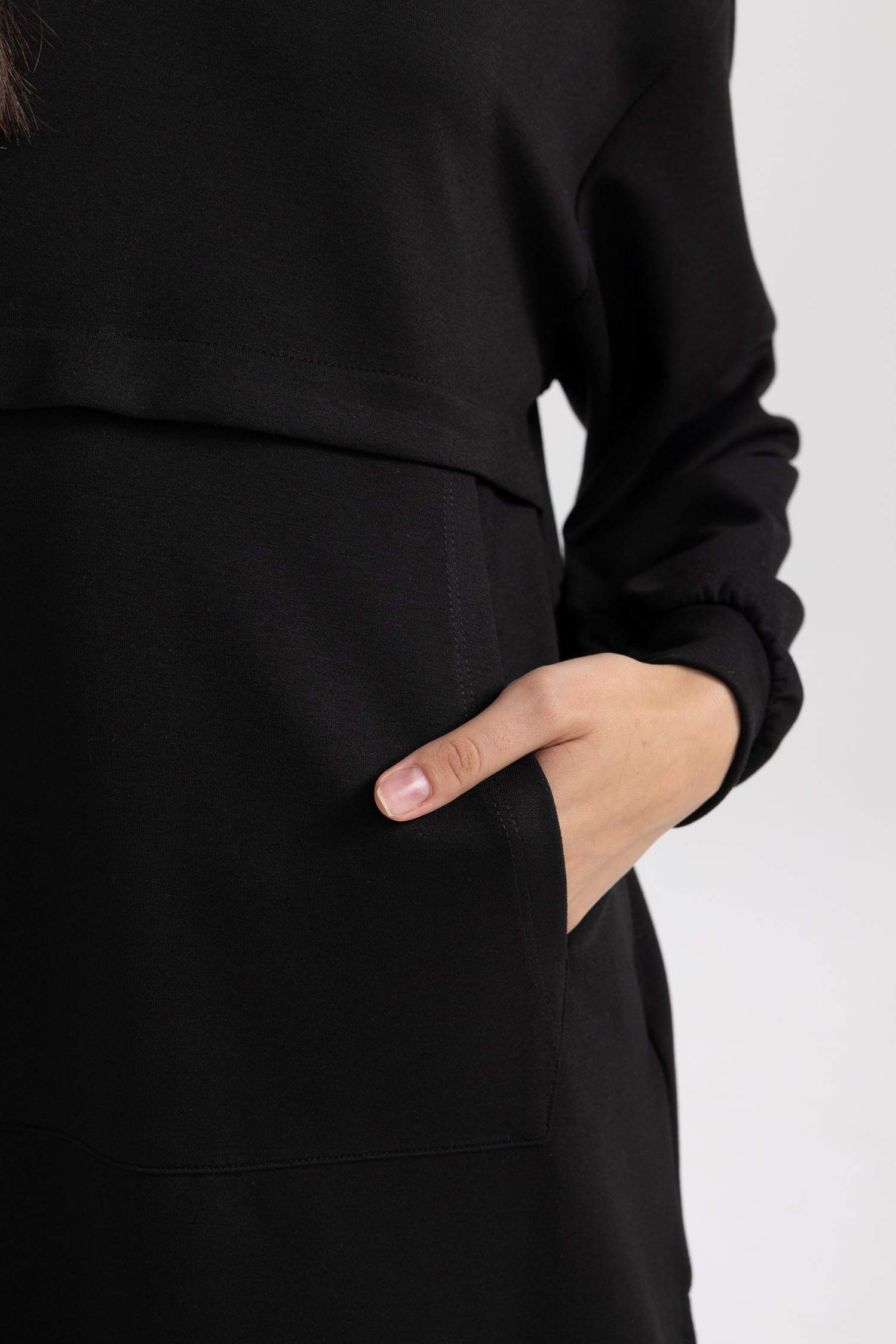 تونيك كم طويل قصة عادية بياقة مستديرة