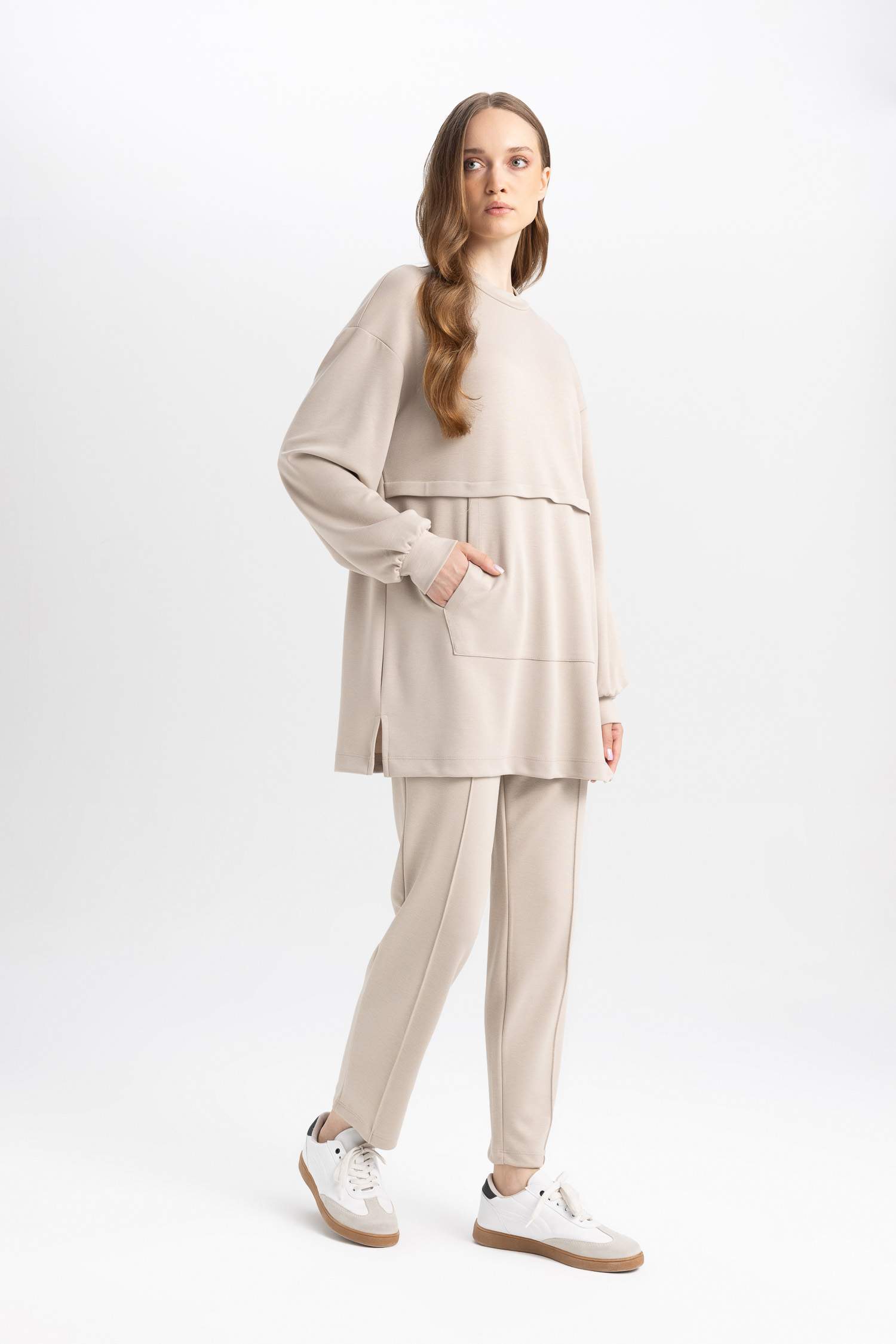 	Regular Fit Rahat Kalıp Basic Düz Fitilli Çift Cepli Casual Pantolon