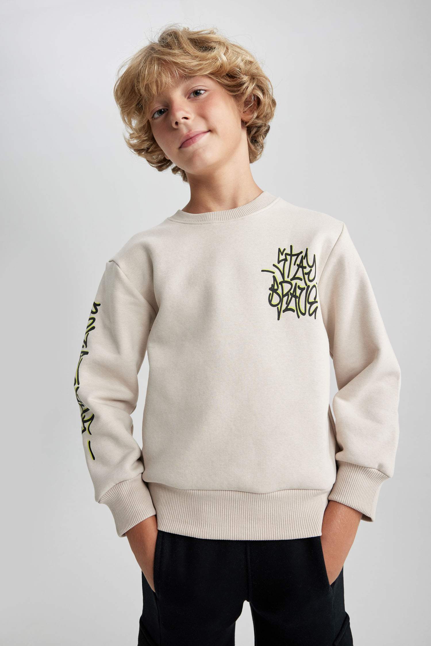 Beige Boys & Teens Crew Neck Sweatshirt 2900962 | DeFacto