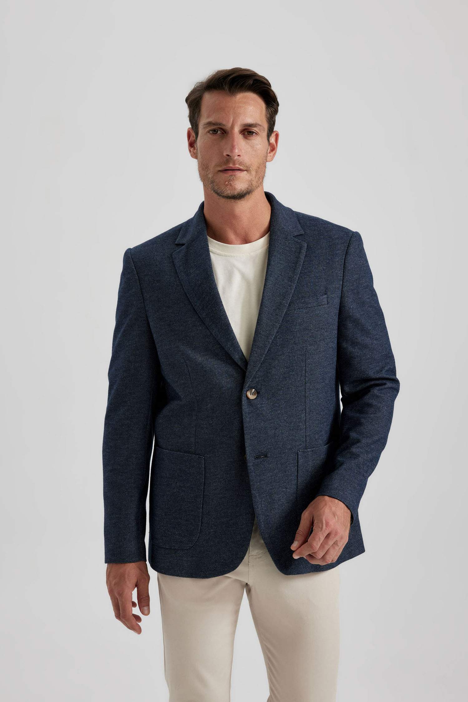 بليزر قصة عادية بياقة جاكيت مبطن