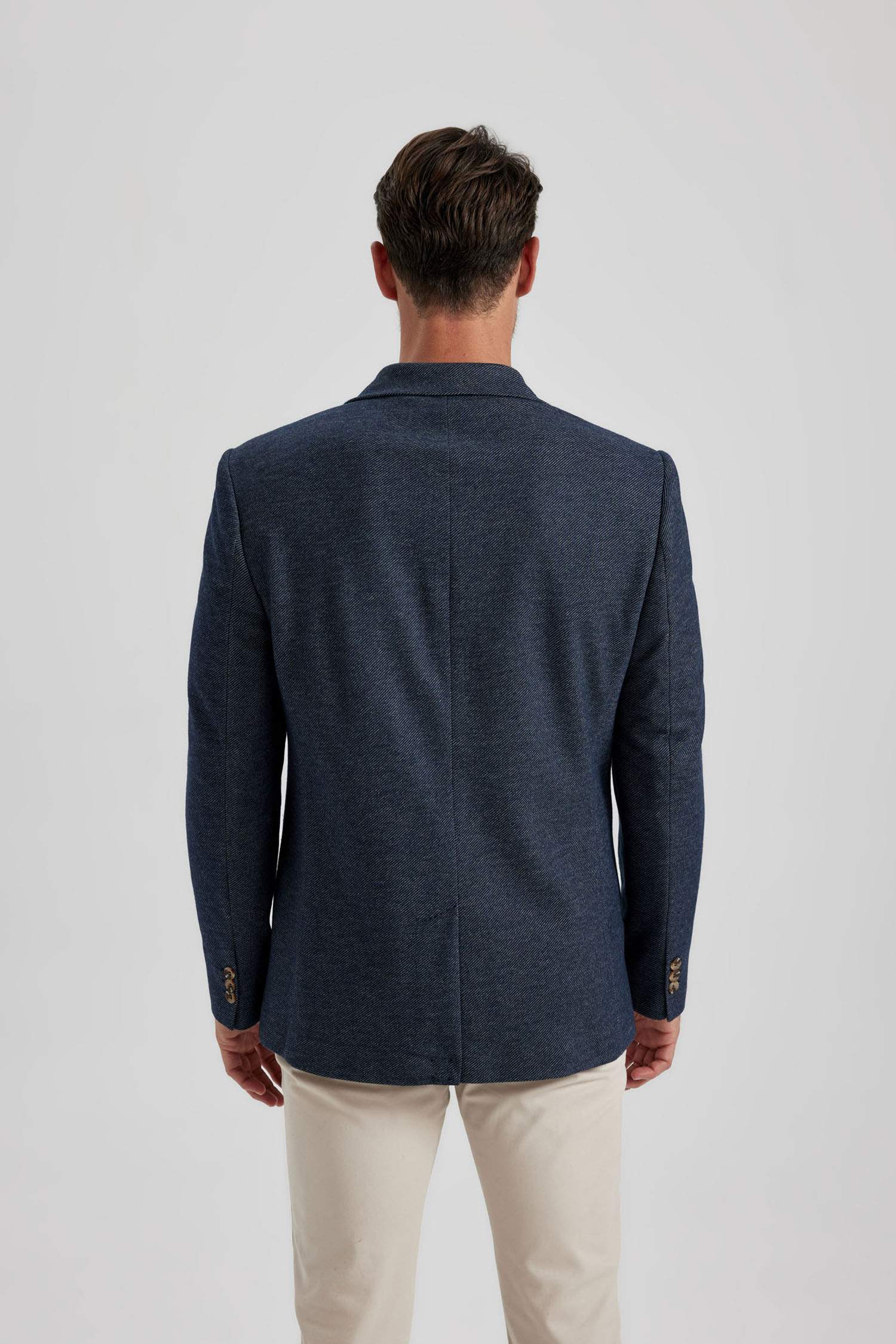 بليزر قصة عادية بياقة جاكيت مبطن