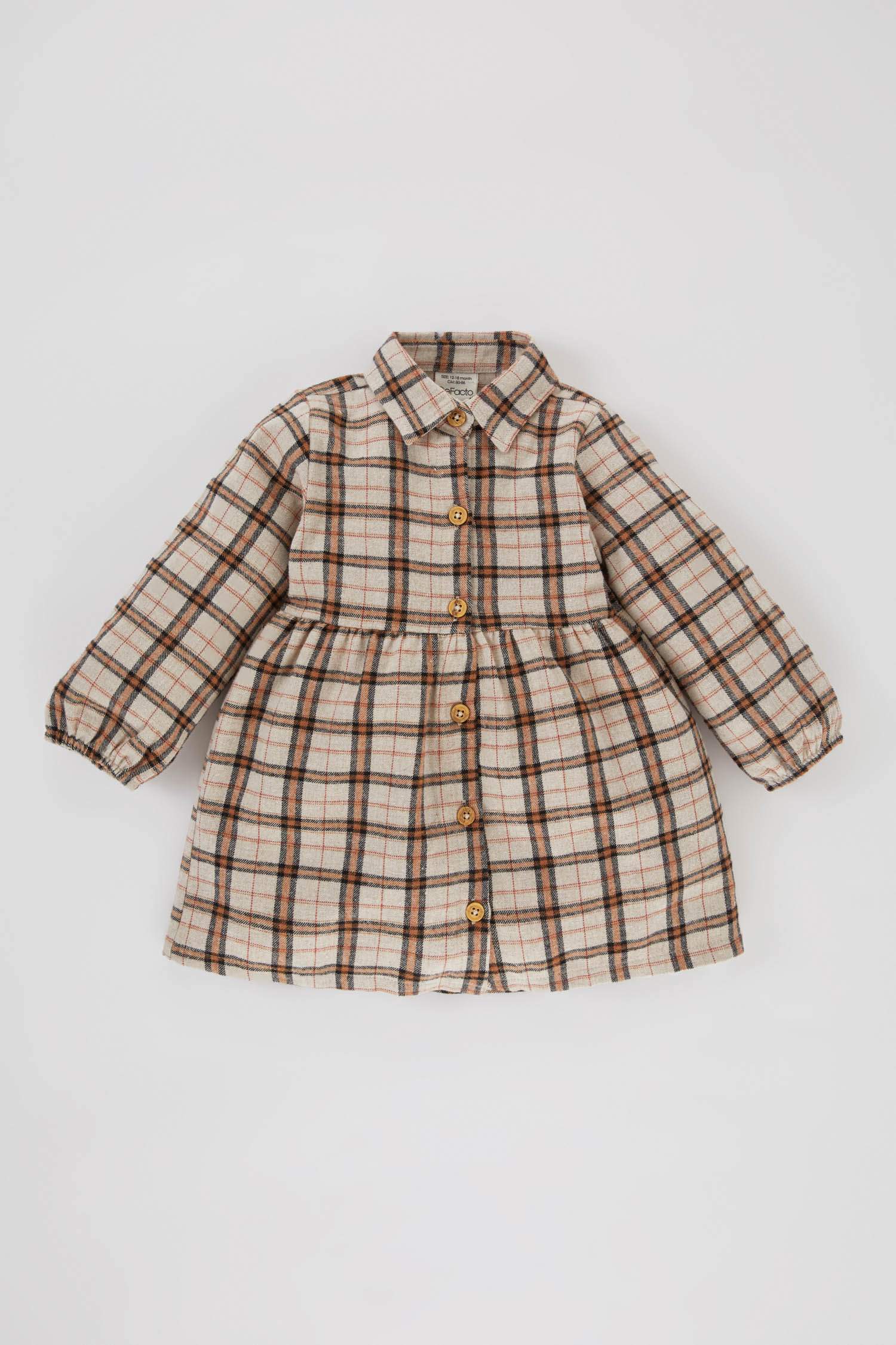 Regular Fit Plaid Long Sleeve Woven Dress