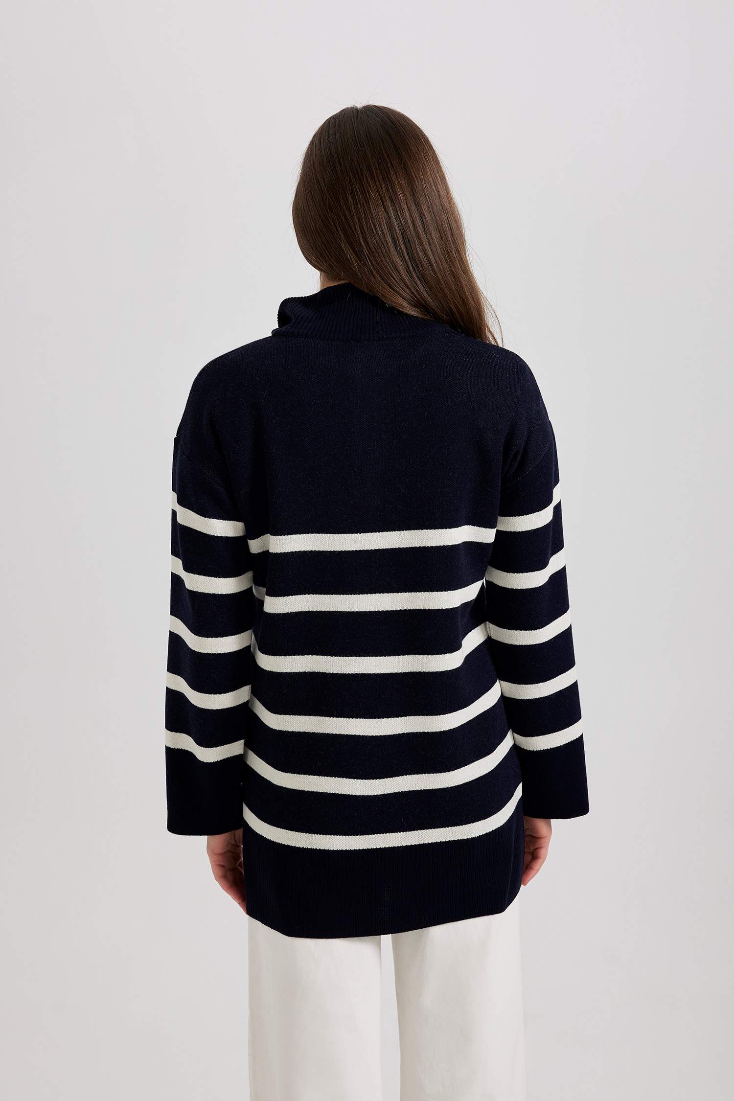 Tunique Coupe Régulière Col Polo à Rayures