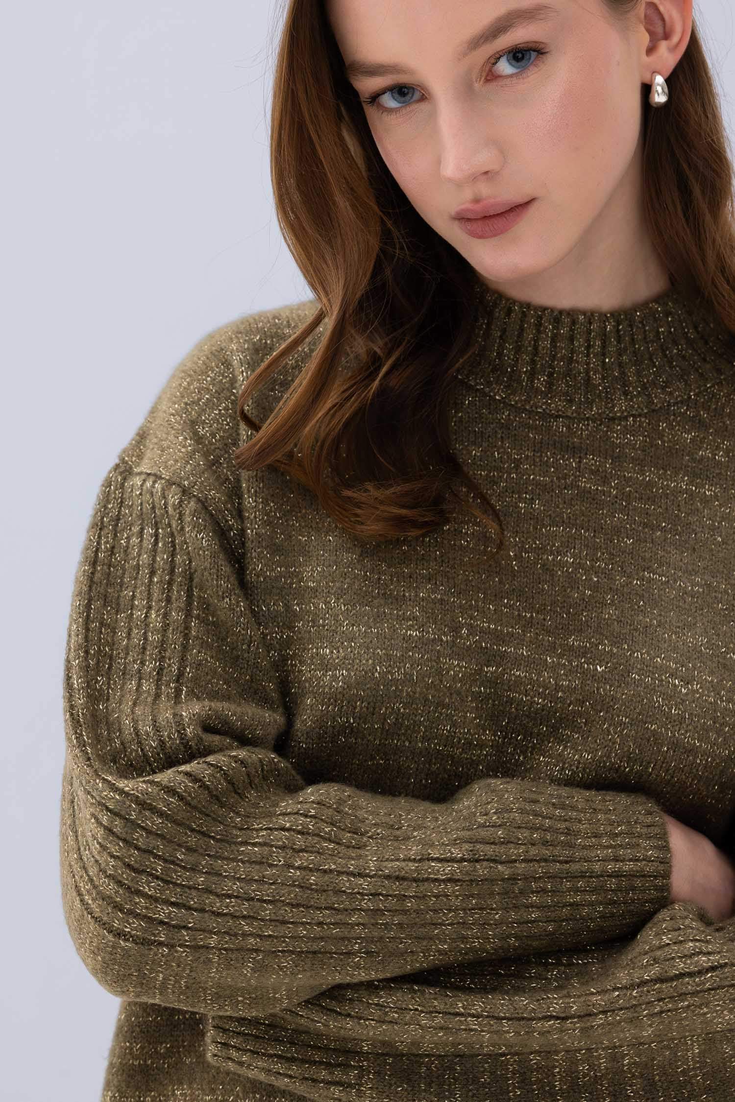 Regular Fit Yarım Balıkçı Yaka Basic Düz Triko Kazak Tunik