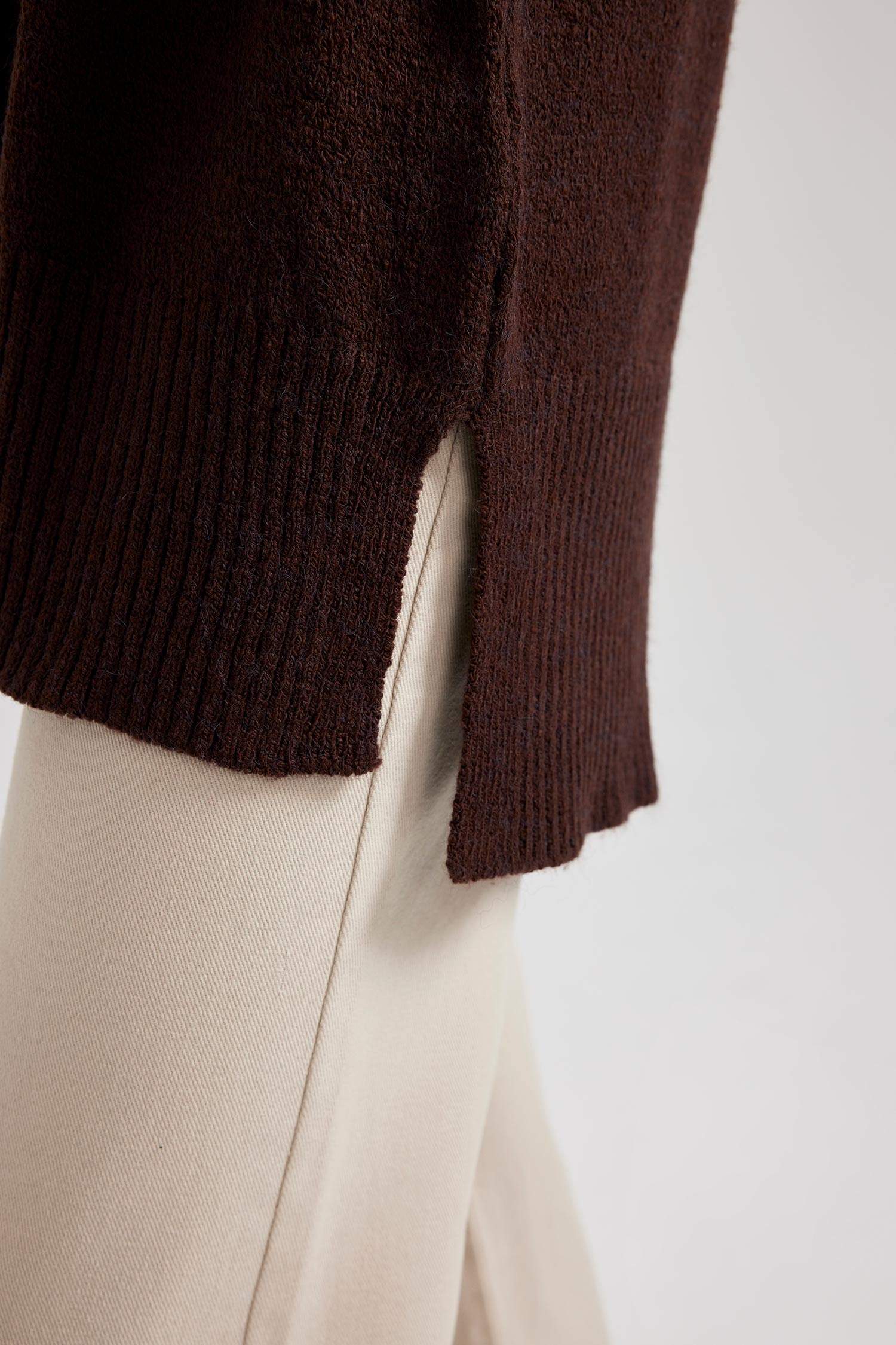 Regular Fit Stand Collar Basic Knitted Pullover Tunic