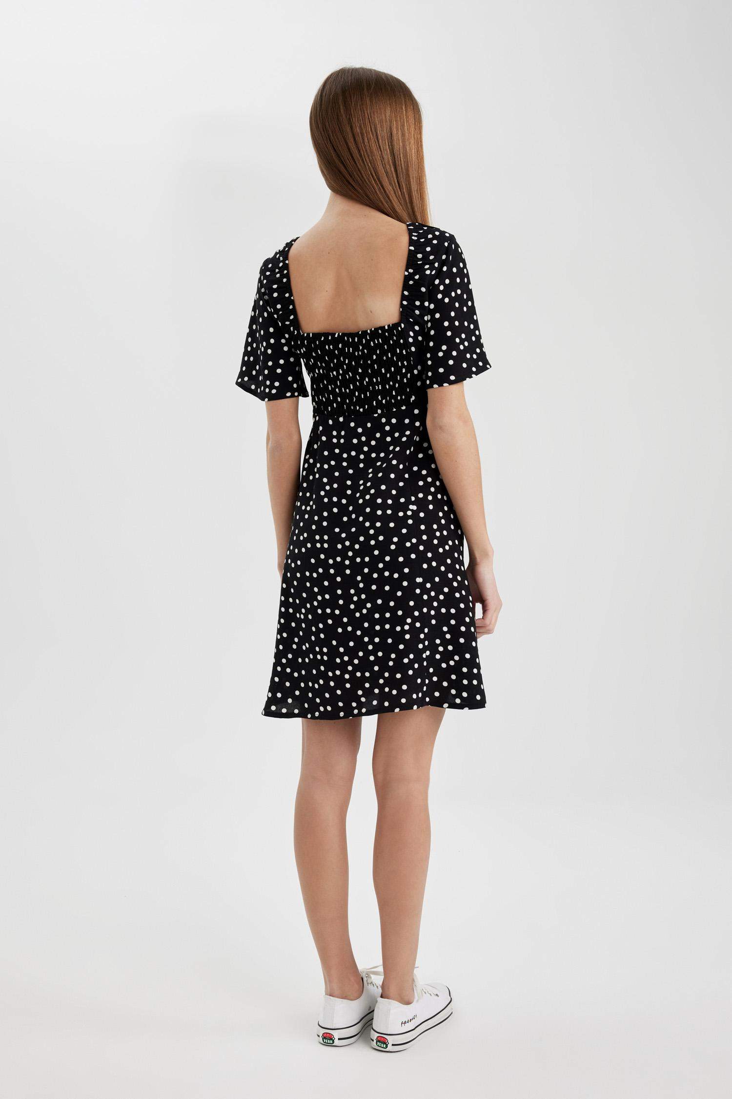 Платье мини с V-образным вырезом с принтом, Coool