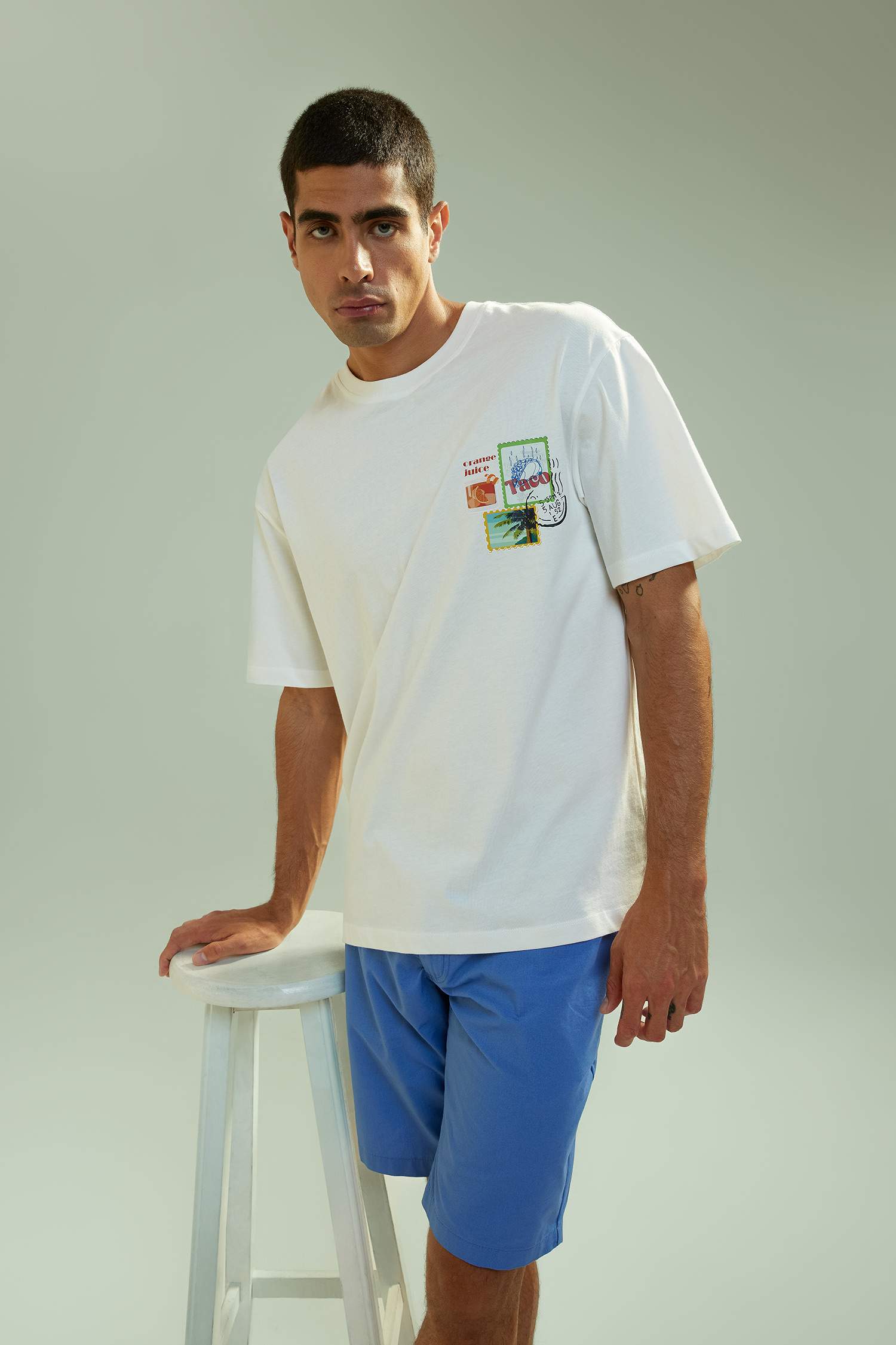 White Man Relax Fit Crew Neck T-Shirt 2851880 | DeFacto