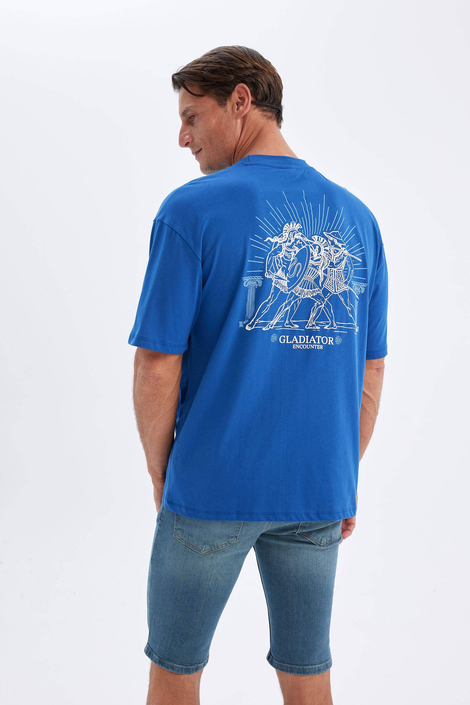 Oversize Fit Crew Neck Back Printed T-Shirt