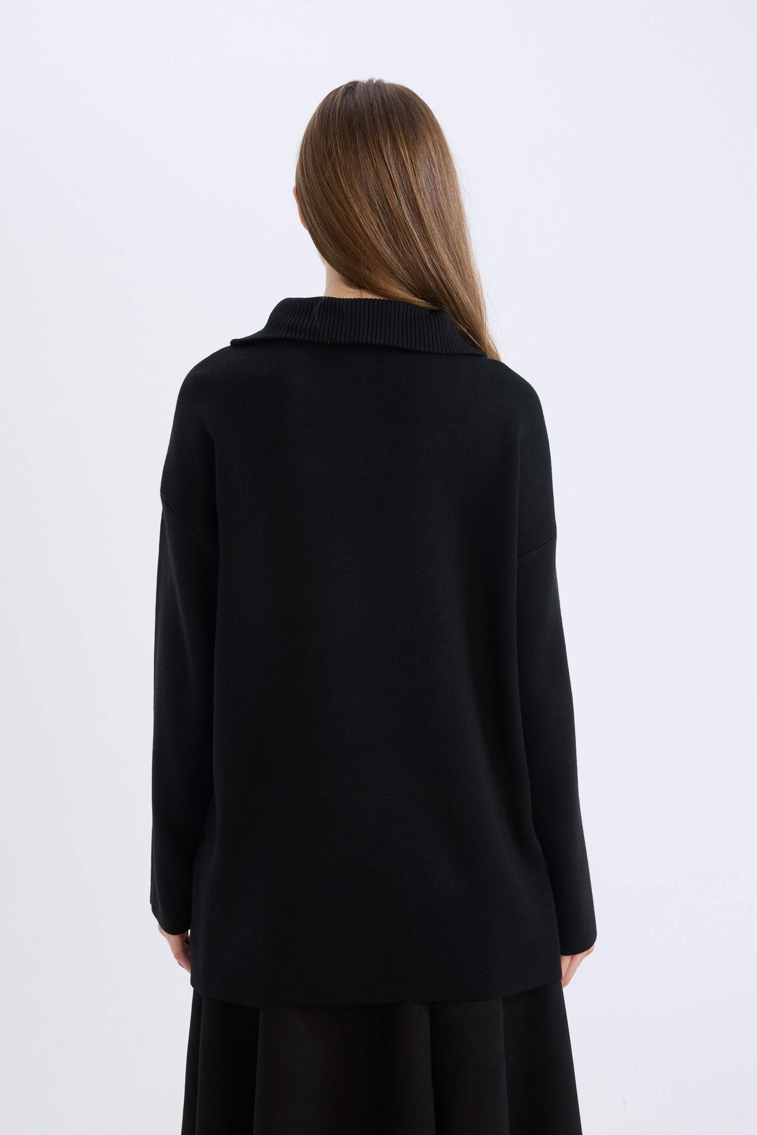 Regular Fit Fermuarlı Dik Yaka Triko Kazak Tunik