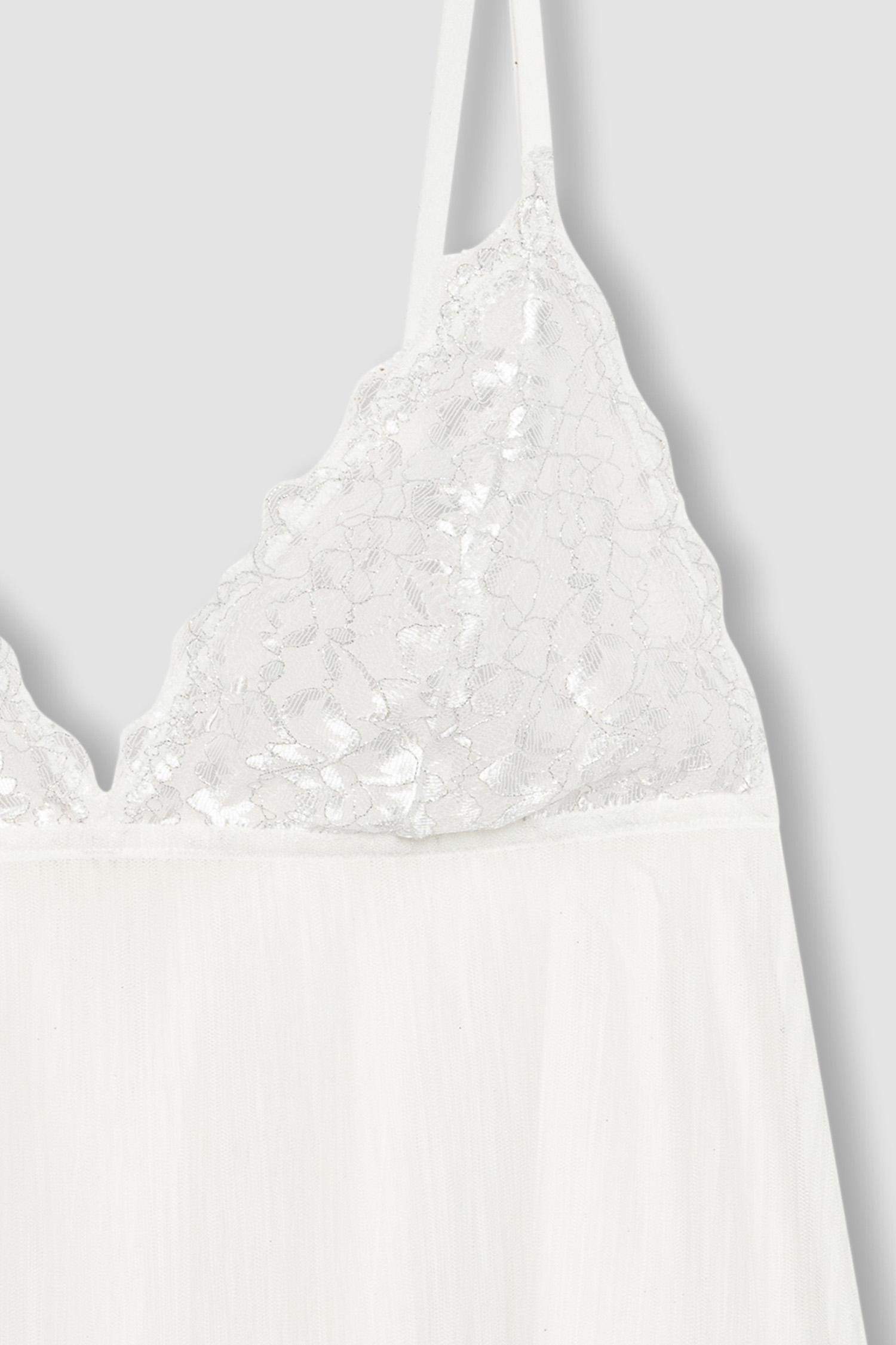 Bridal Dantel Beyaz Askılı Pijama Üstü-Fall in Love