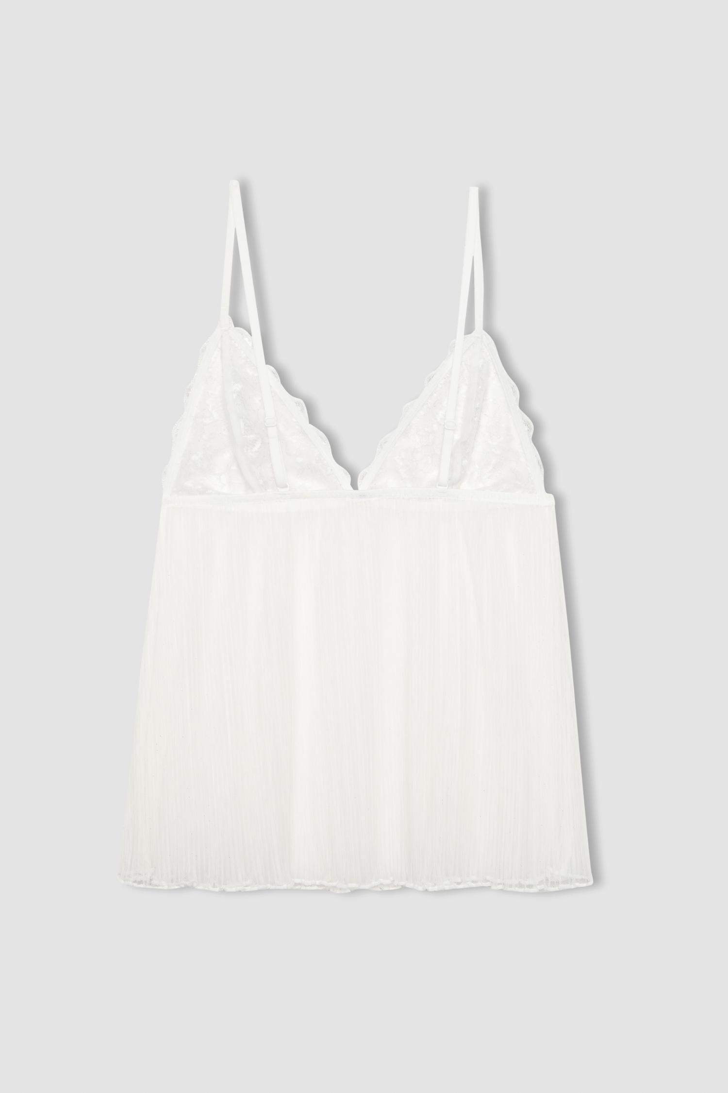 Bridal Dantel Beyaz Askılı Pijama Üstü-Fall in Love