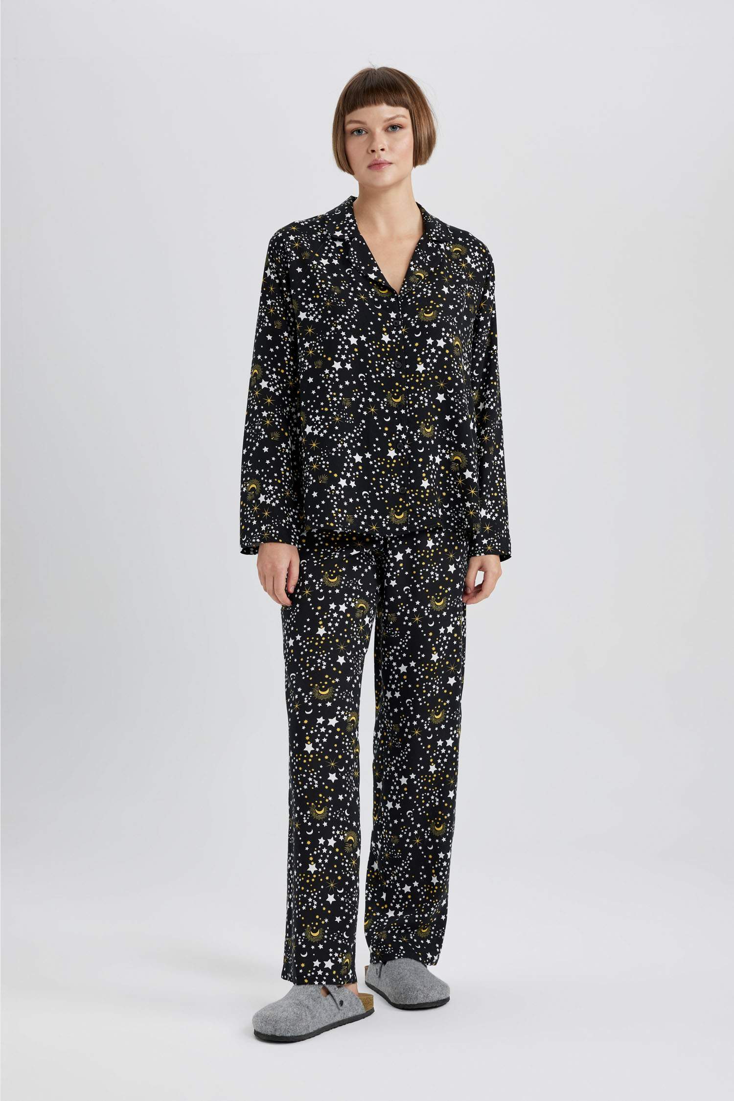 Fall in Love Viskon Uzun Kollu Pijama Üstü