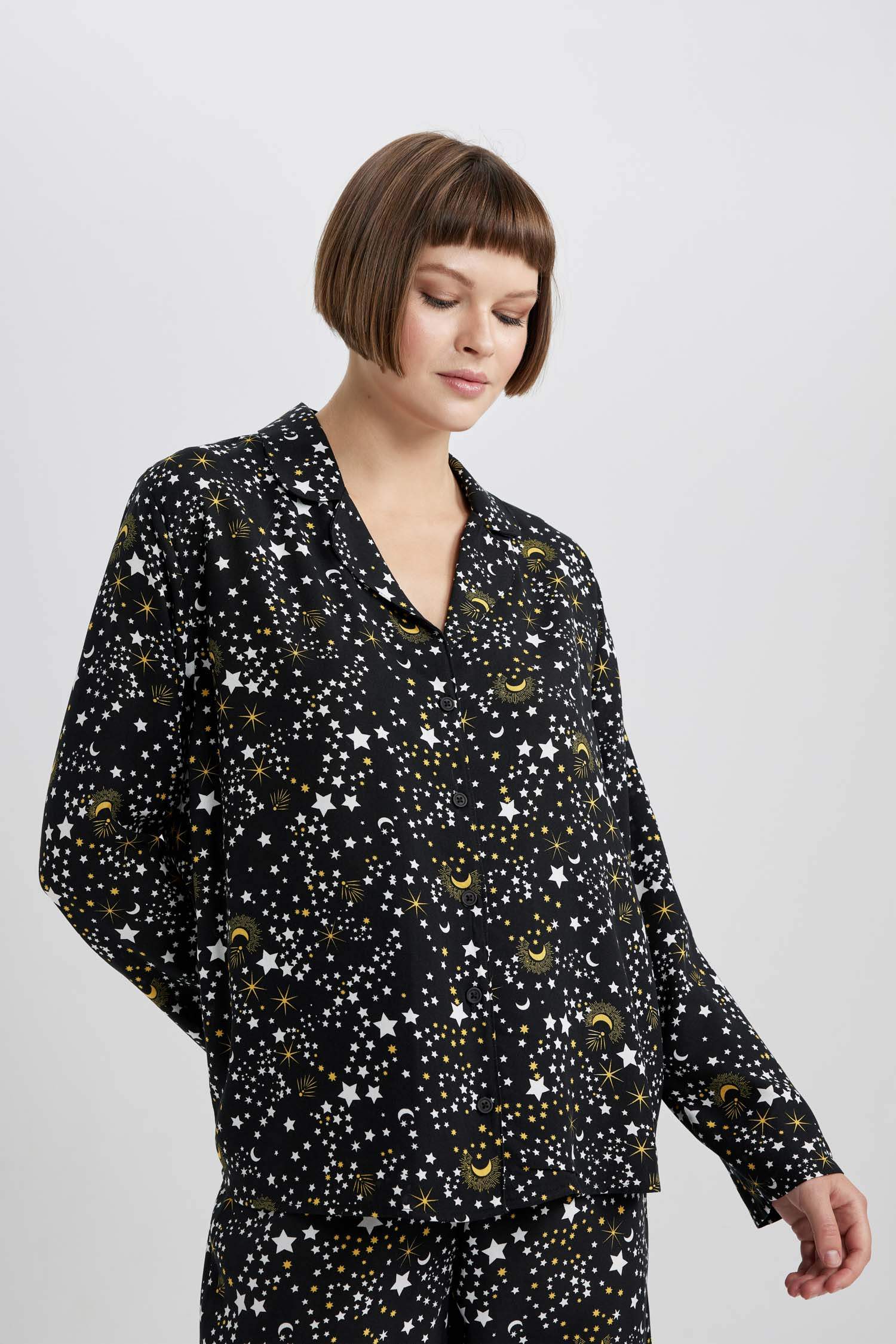 Fall in Love Viskon Uzun Kollu Pijama Üstü