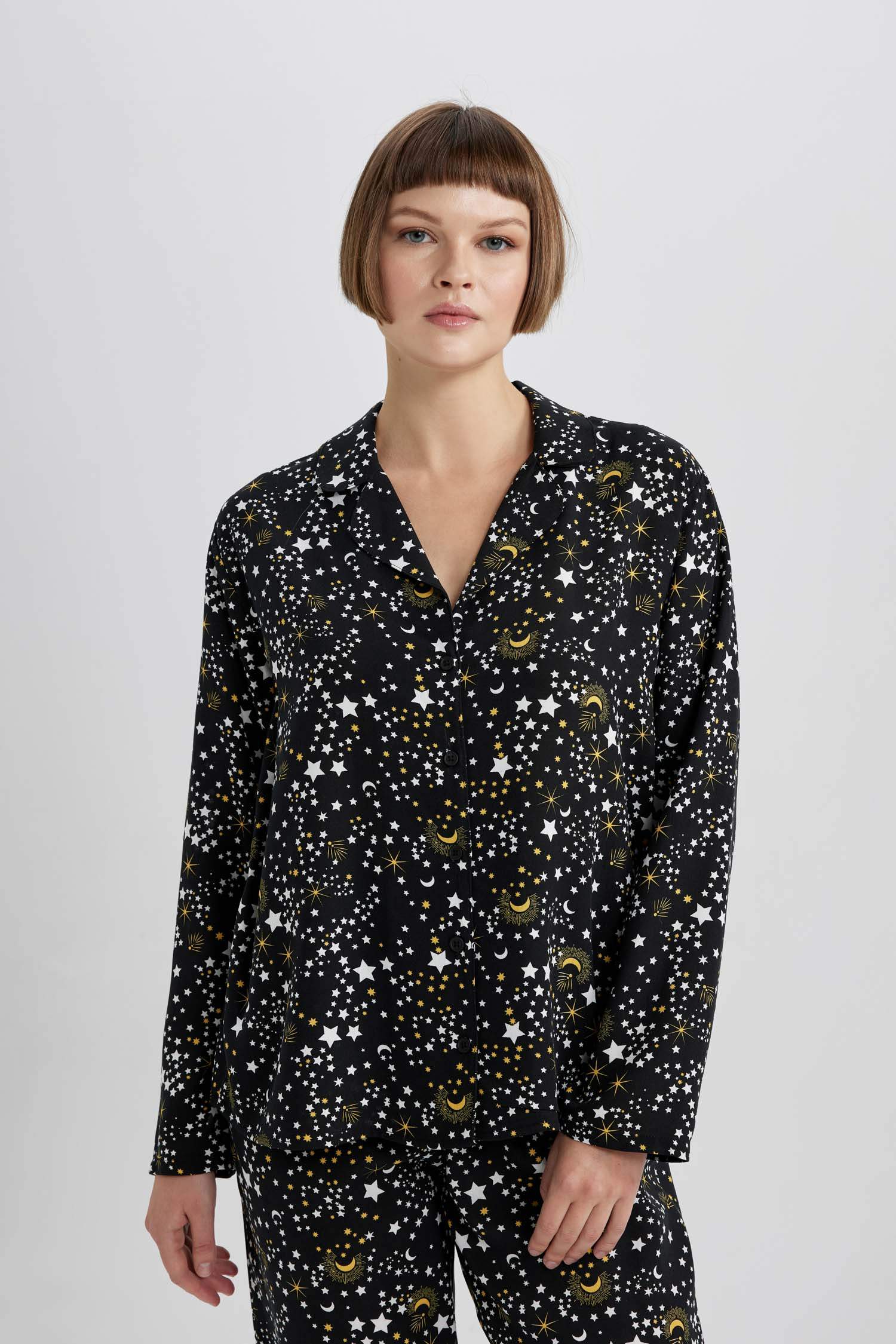 Fall in Love Viskon Uzun Kollu Pijama Üstü